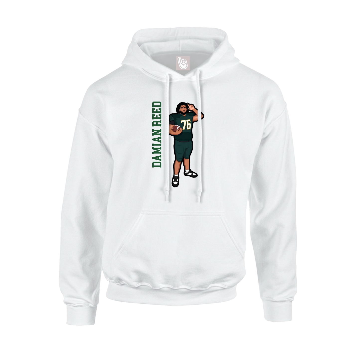 Youth Hoodie — Name Vertical in White