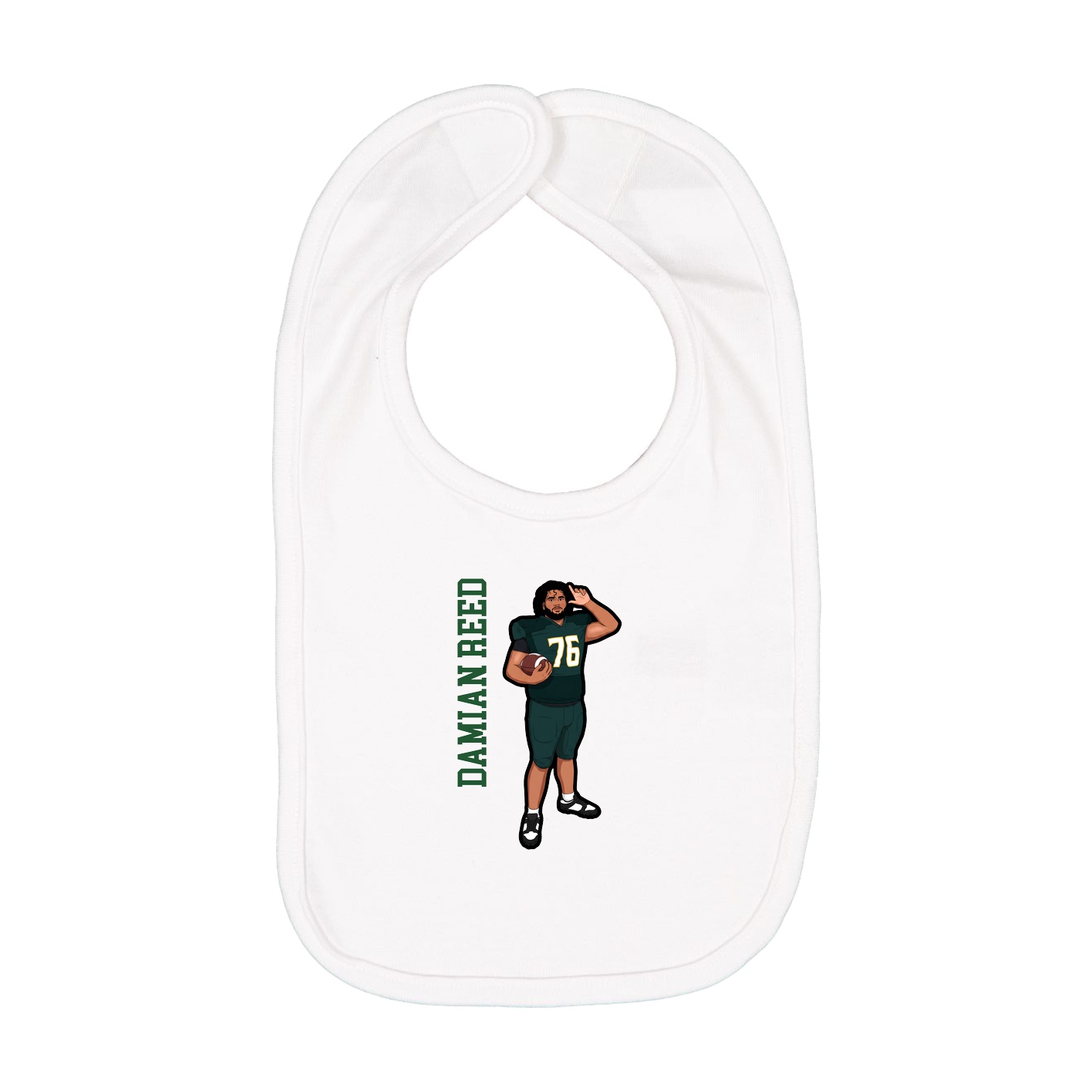 Infant Bib — Name Vertical in White