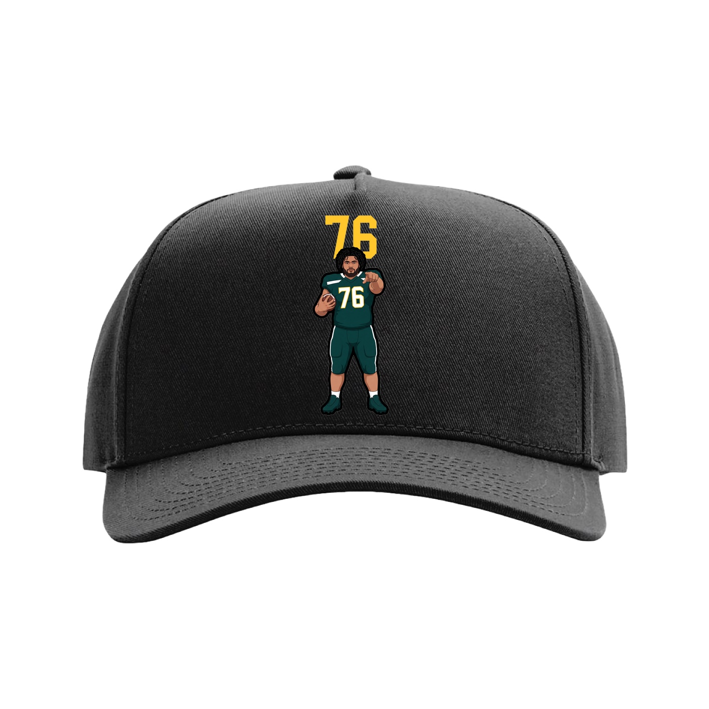Full Fabric Five-Panel Champ Cap — Number Top in Black