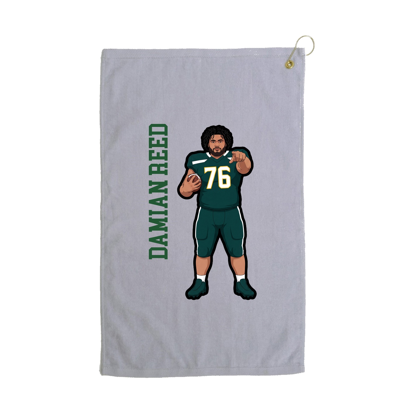Golf Towel — Name Vertical in Grey