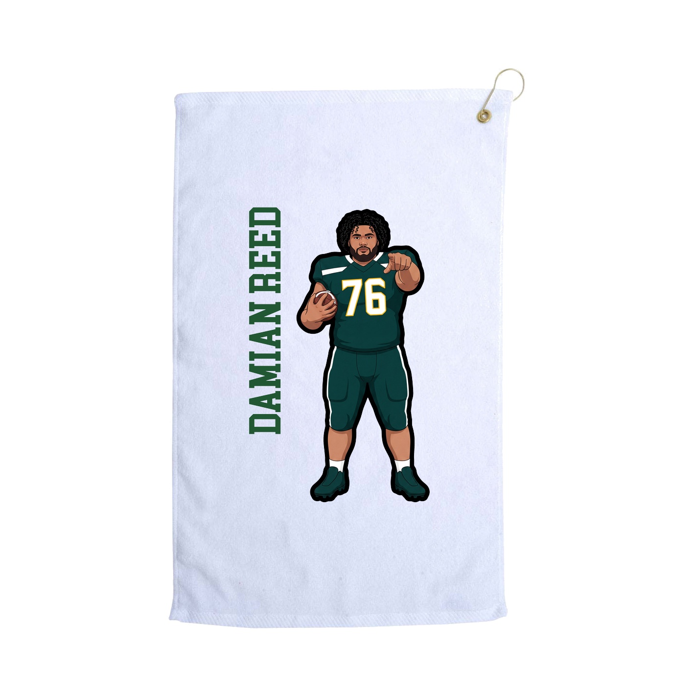 Golf Towel — Name Vertical in White
