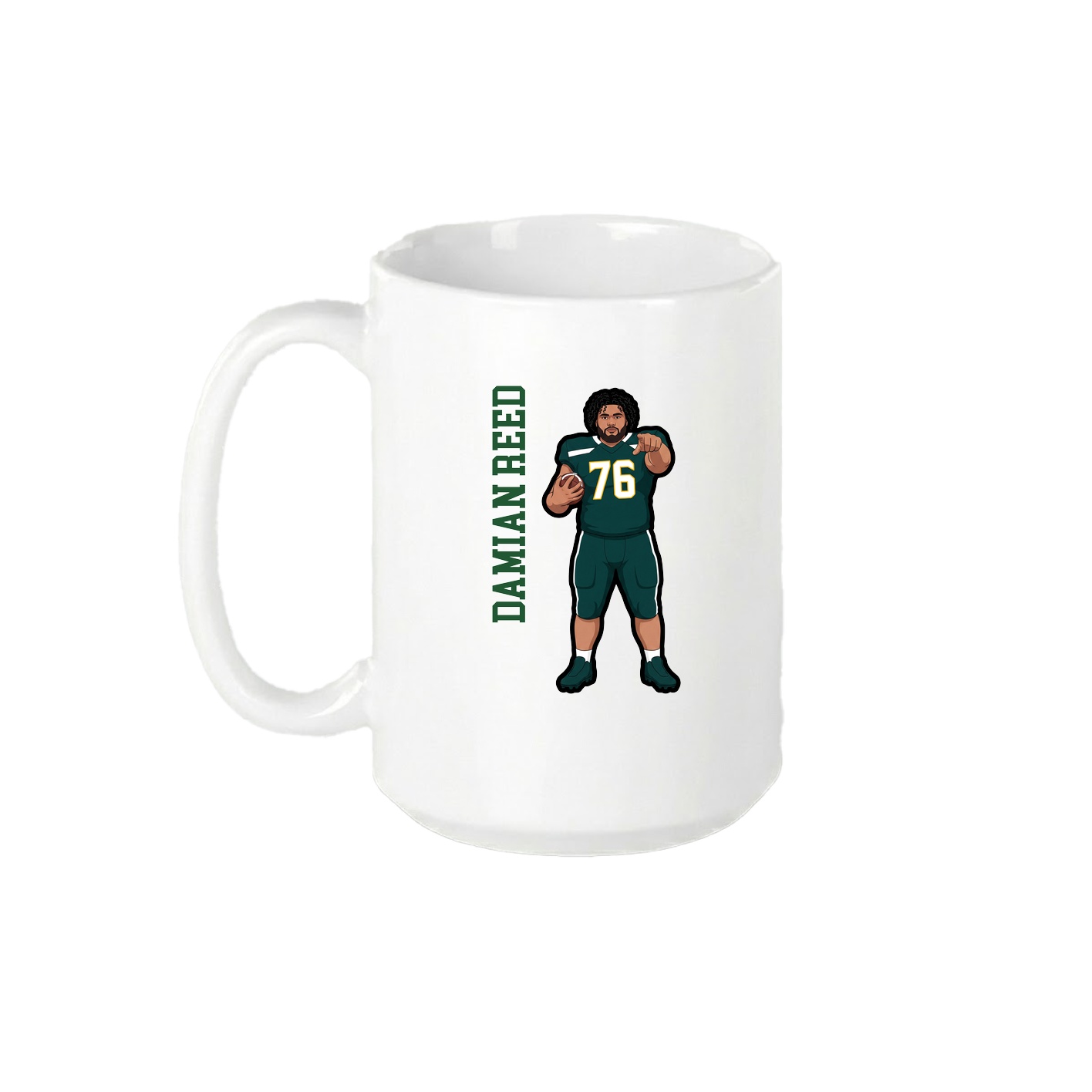 15oz Coffee Mug — Name Vertical in White