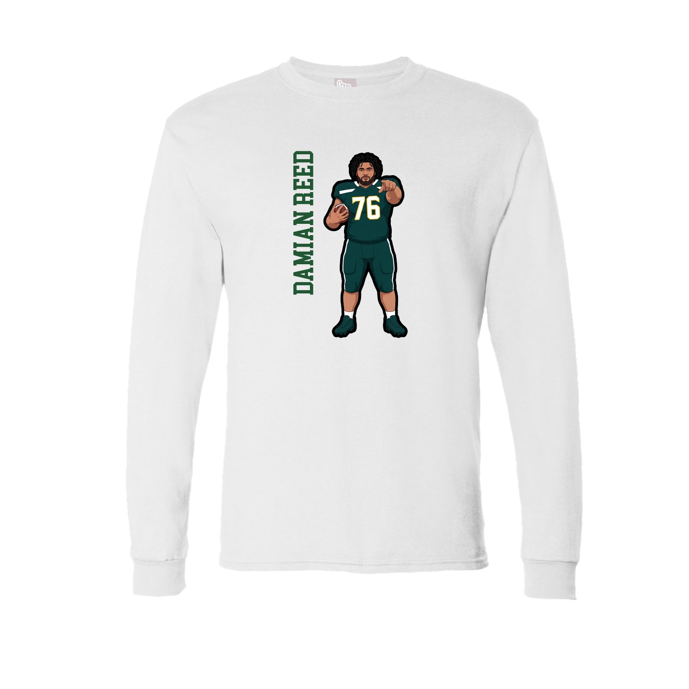 Long Sleeve Tee — Name Vertical in White