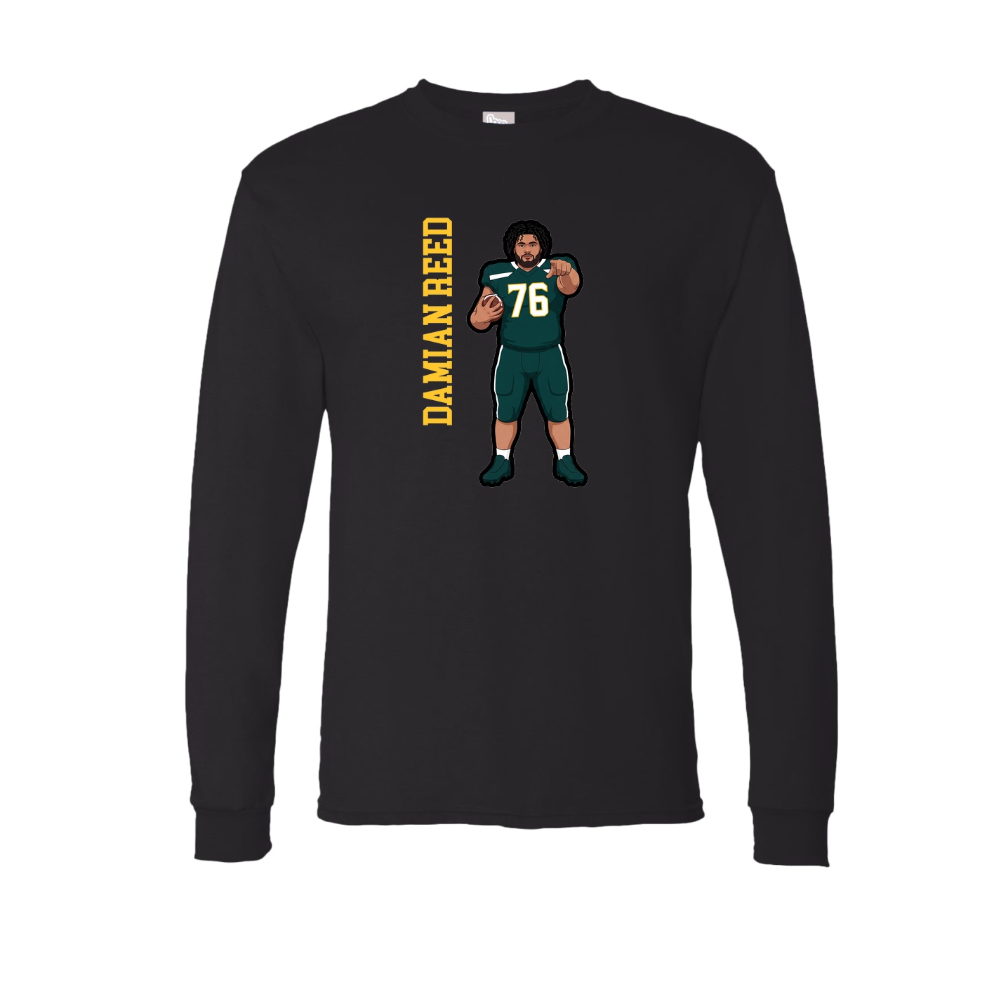 Long Sleeve Tee — Name Vertical in Black