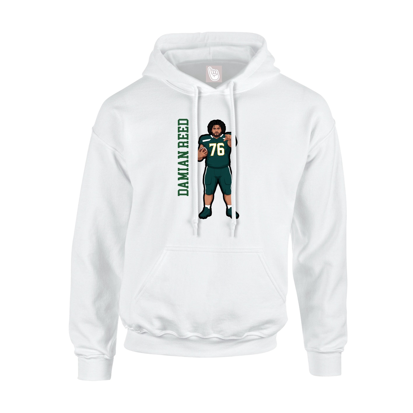 Youth Hoodie — Name Vertical in White
