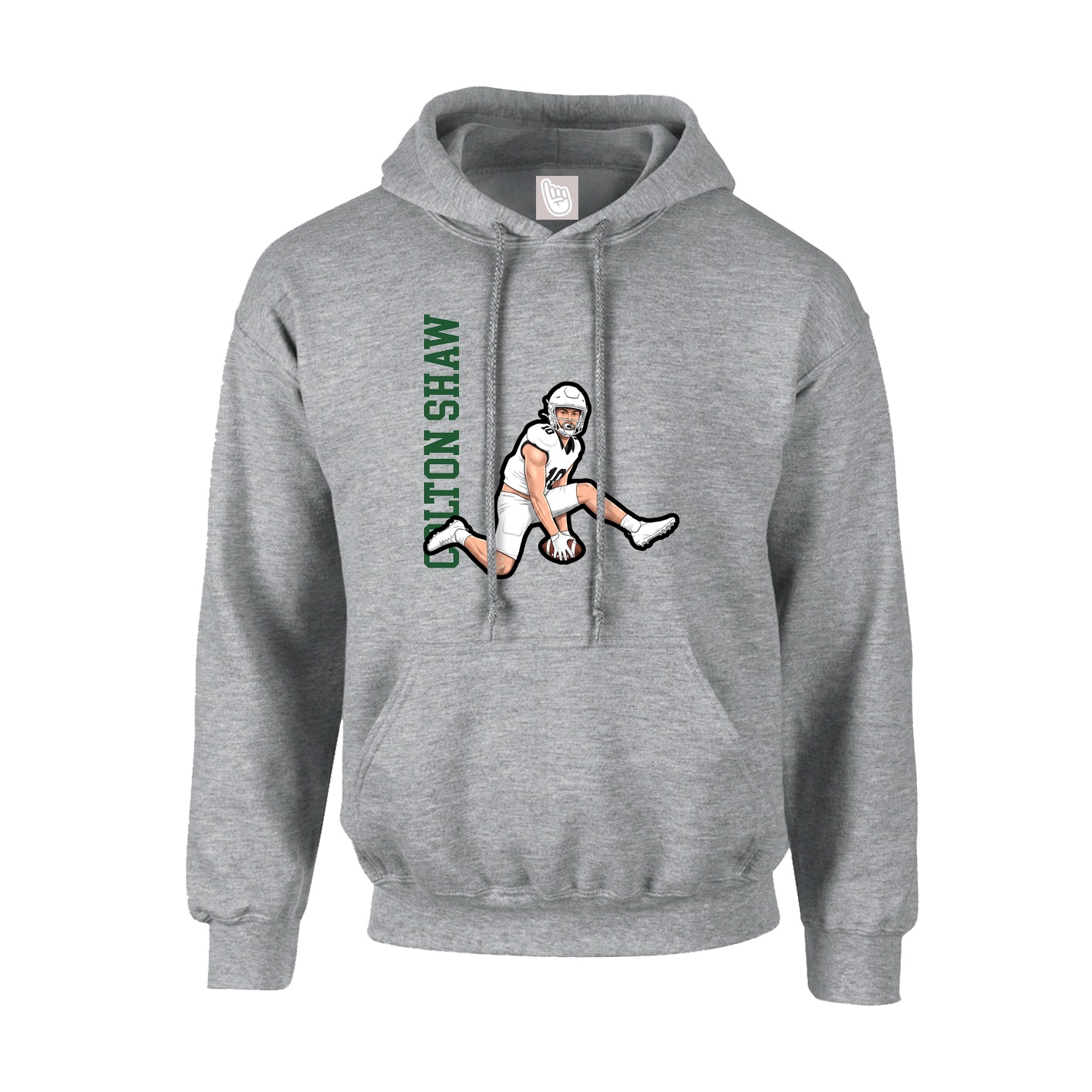 Hoodie — Name Vertical in Grey