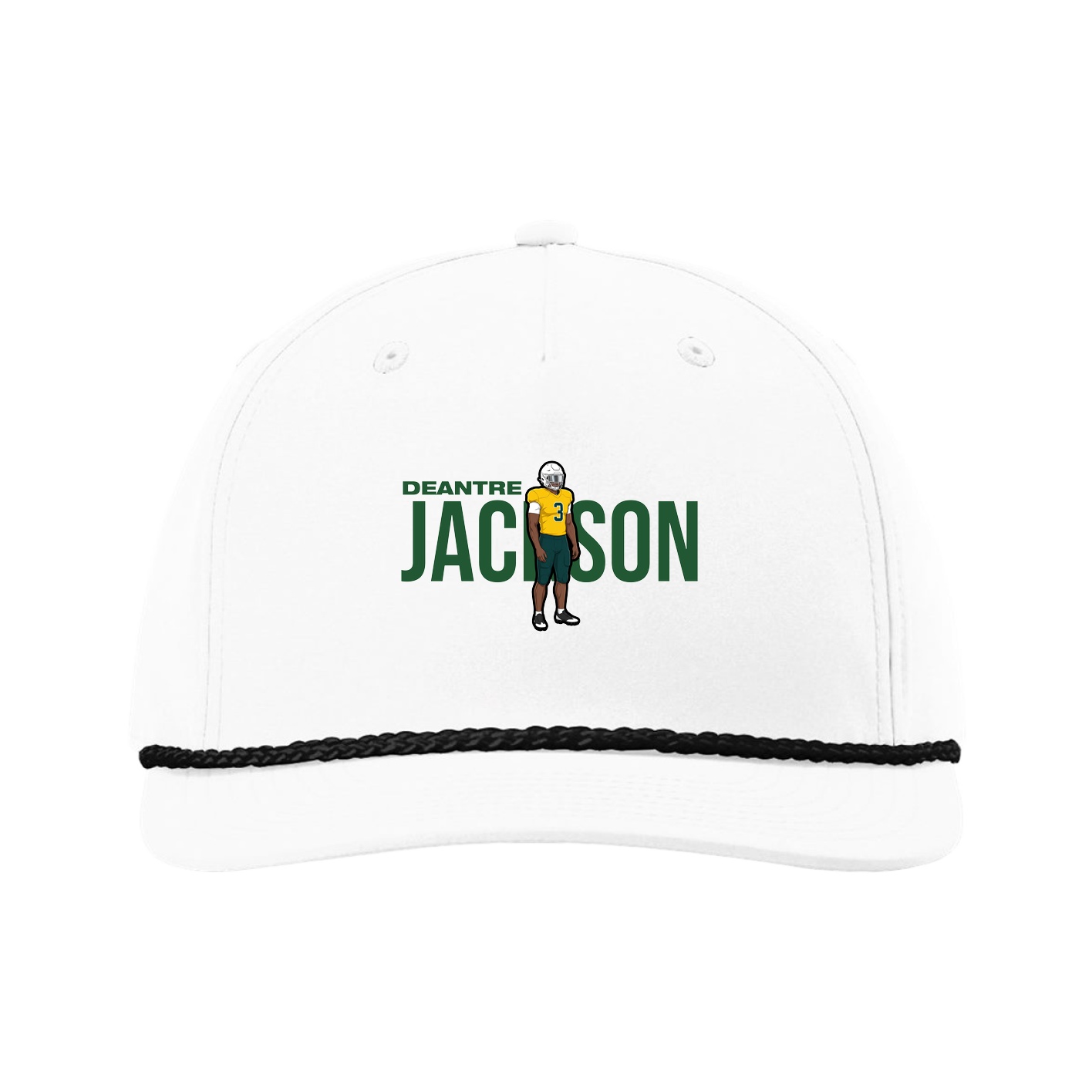 Five-Panel Classic Rope Cap — Player Name in White