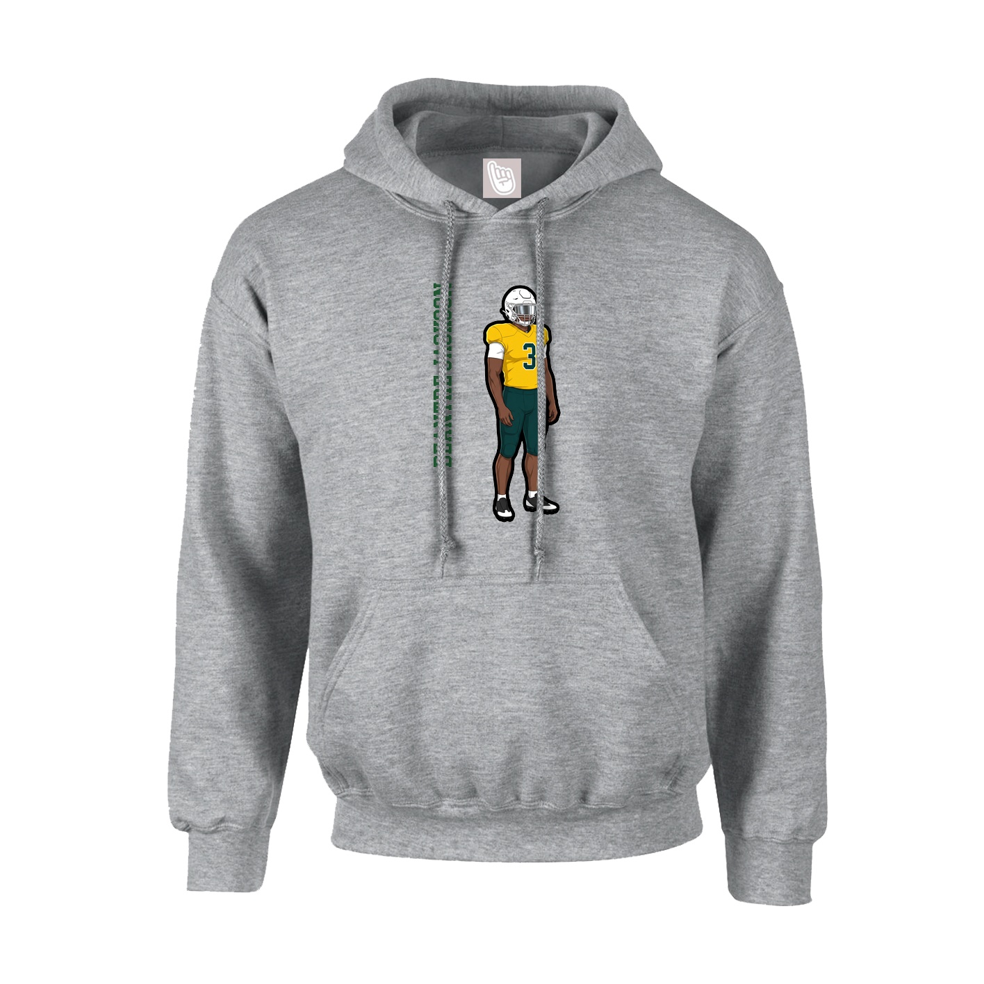 Youth Hoodie — Name Vertical in Grey