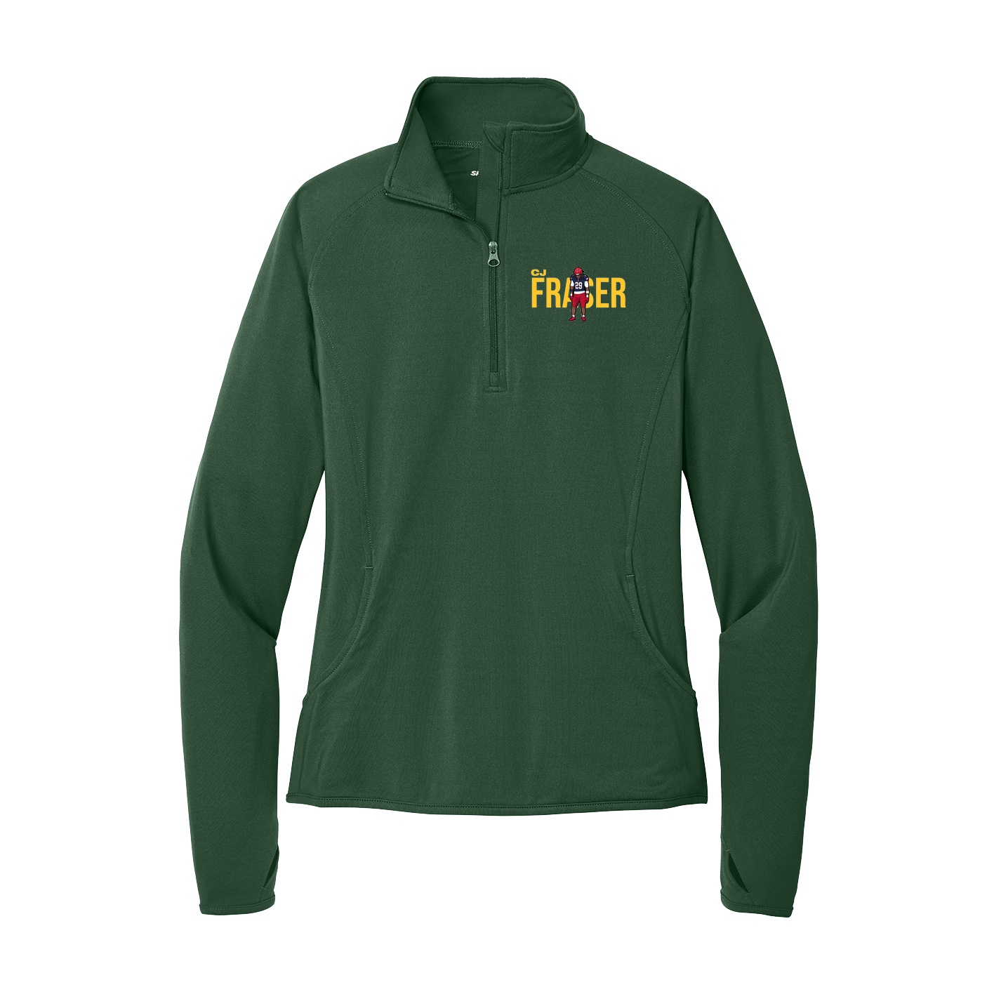 Women's Q-Zip Pullover — Player Name in Green