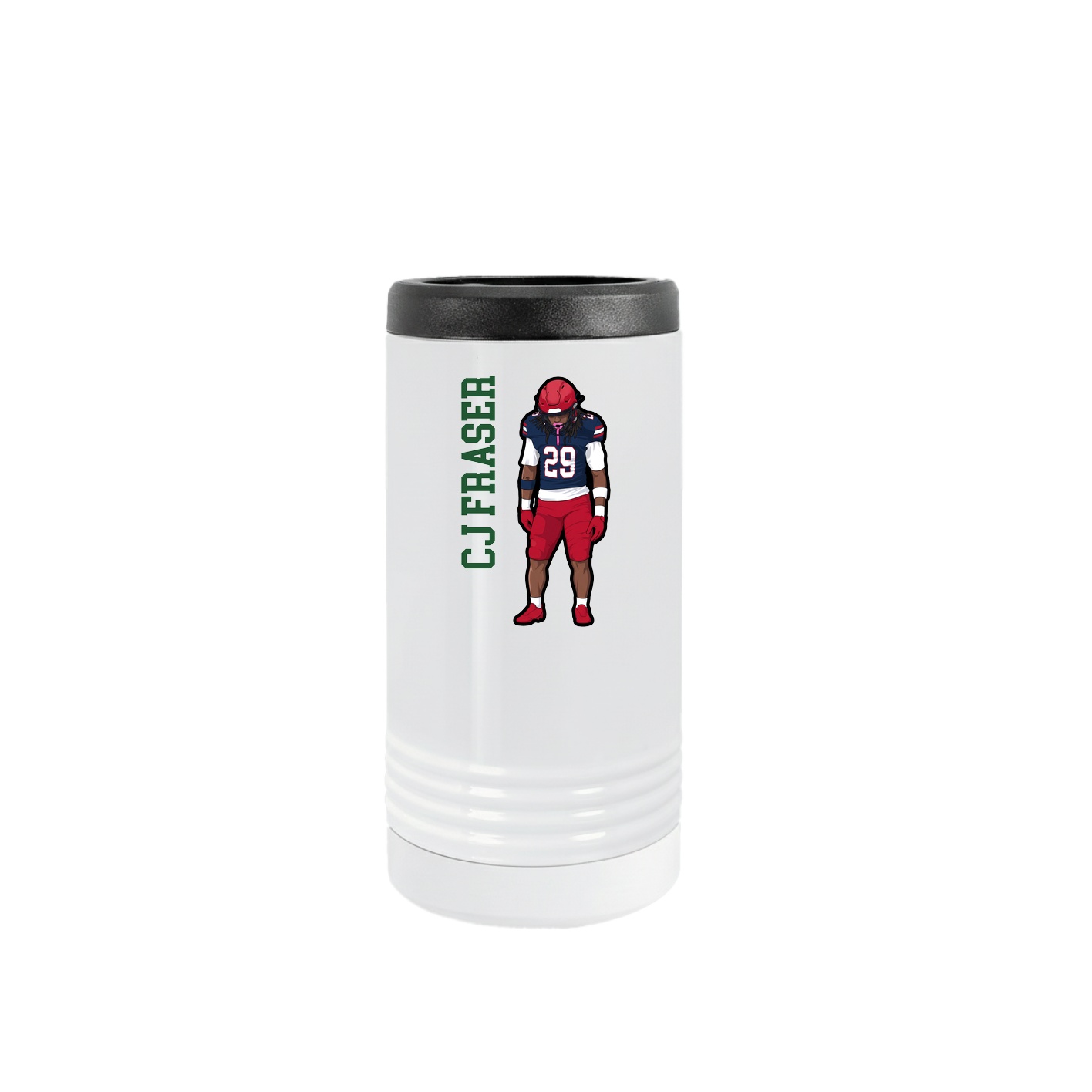 Slim Beverage Holder — Name Vertical in White