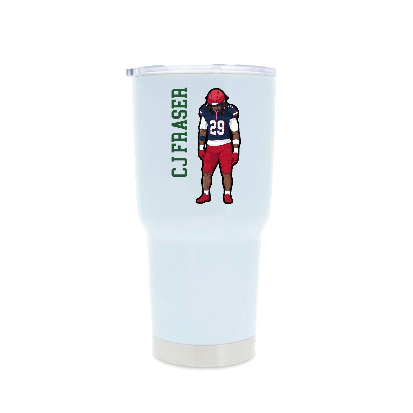 30oz Stainless Steel Tumbler — Name Vertical in White