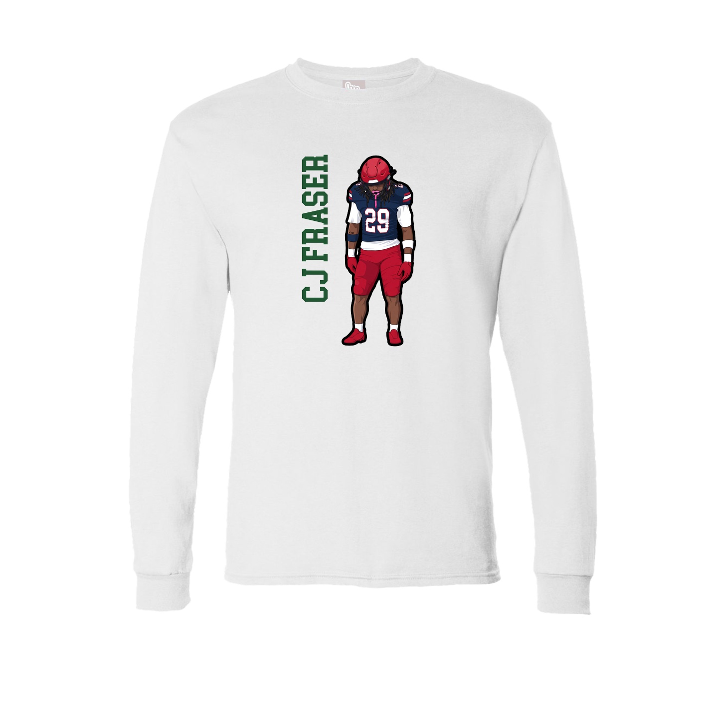 Long Sleeve Tee — Name Vertical in White