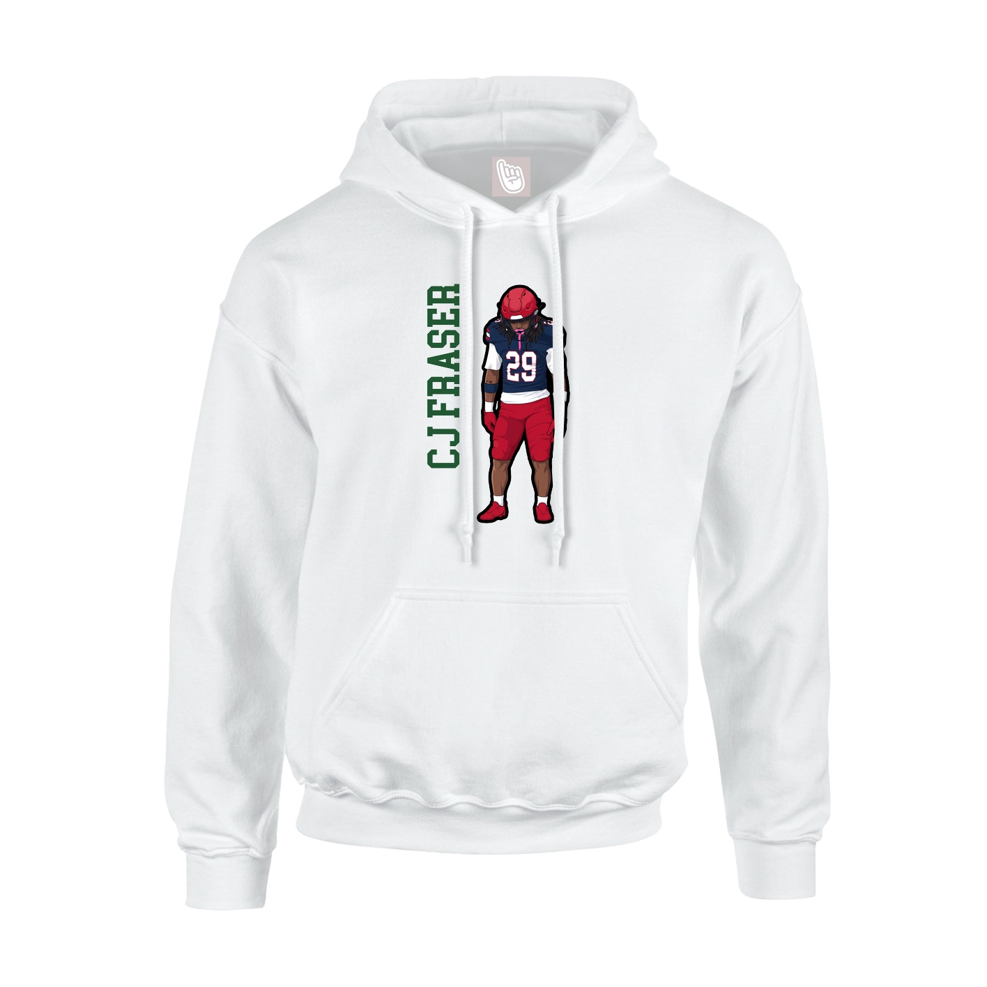 Youth Hoodie — Name Vertical in White