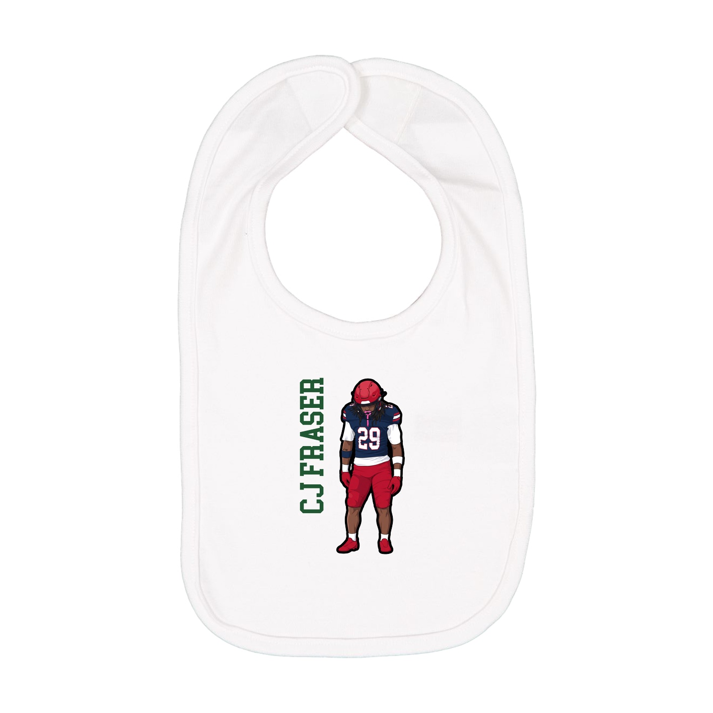Infant Bib — Name Vertical in White