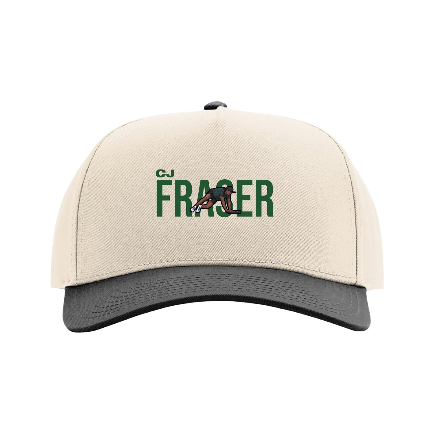 Full Fabric Five-Panel Champ Cap — Player Name in Cream/Black