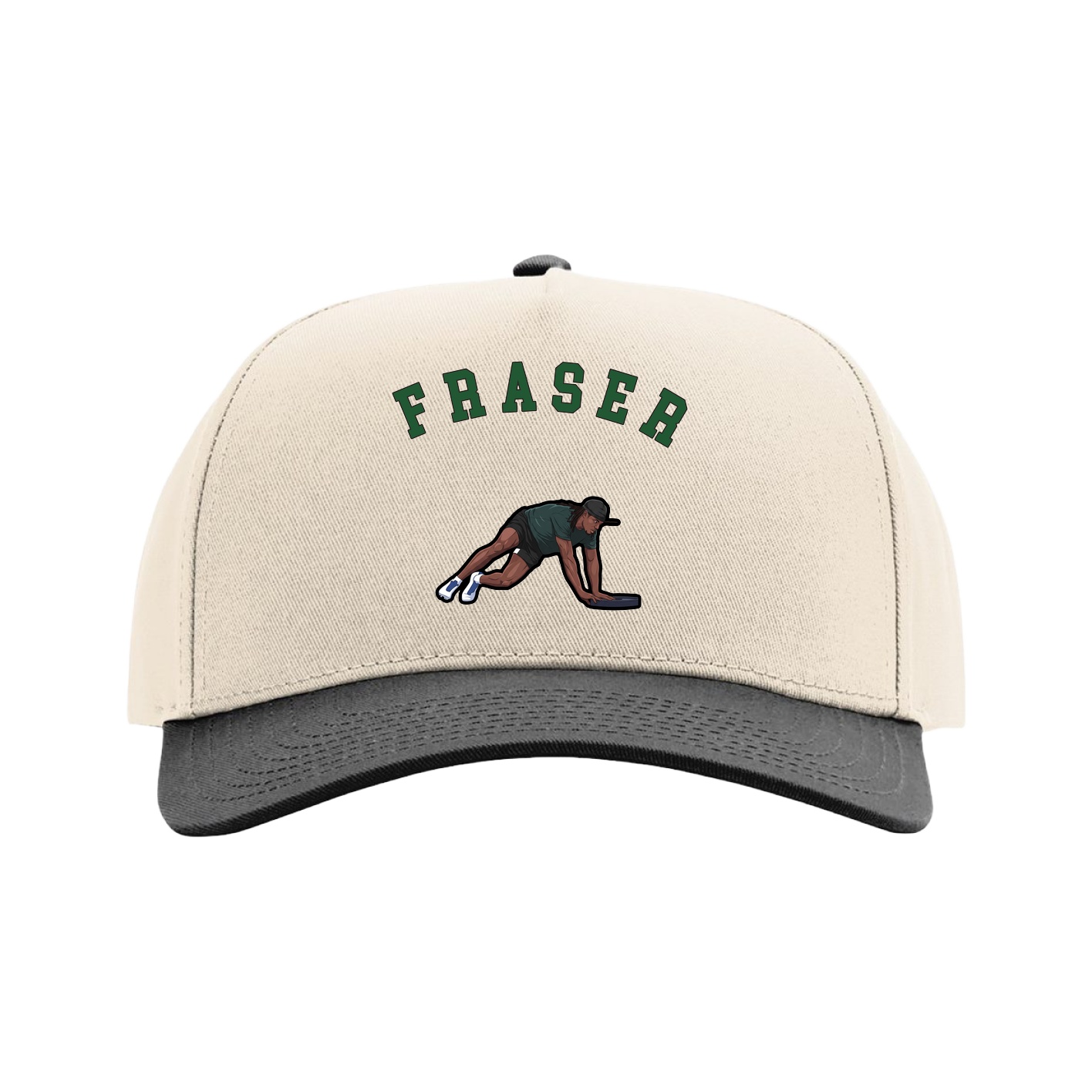 Full Fabric Five-Panel Champ Cap — Shirsey Arch in Cream/Black