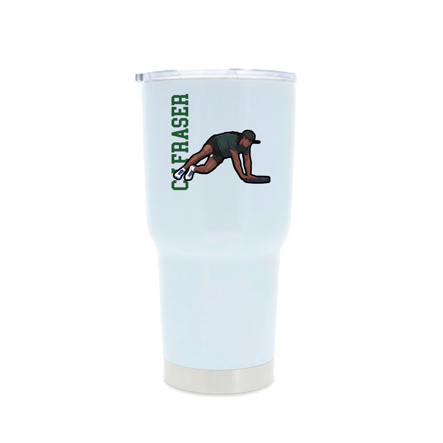 30oz Stainless Steel Tumbler — Name Vertical in White