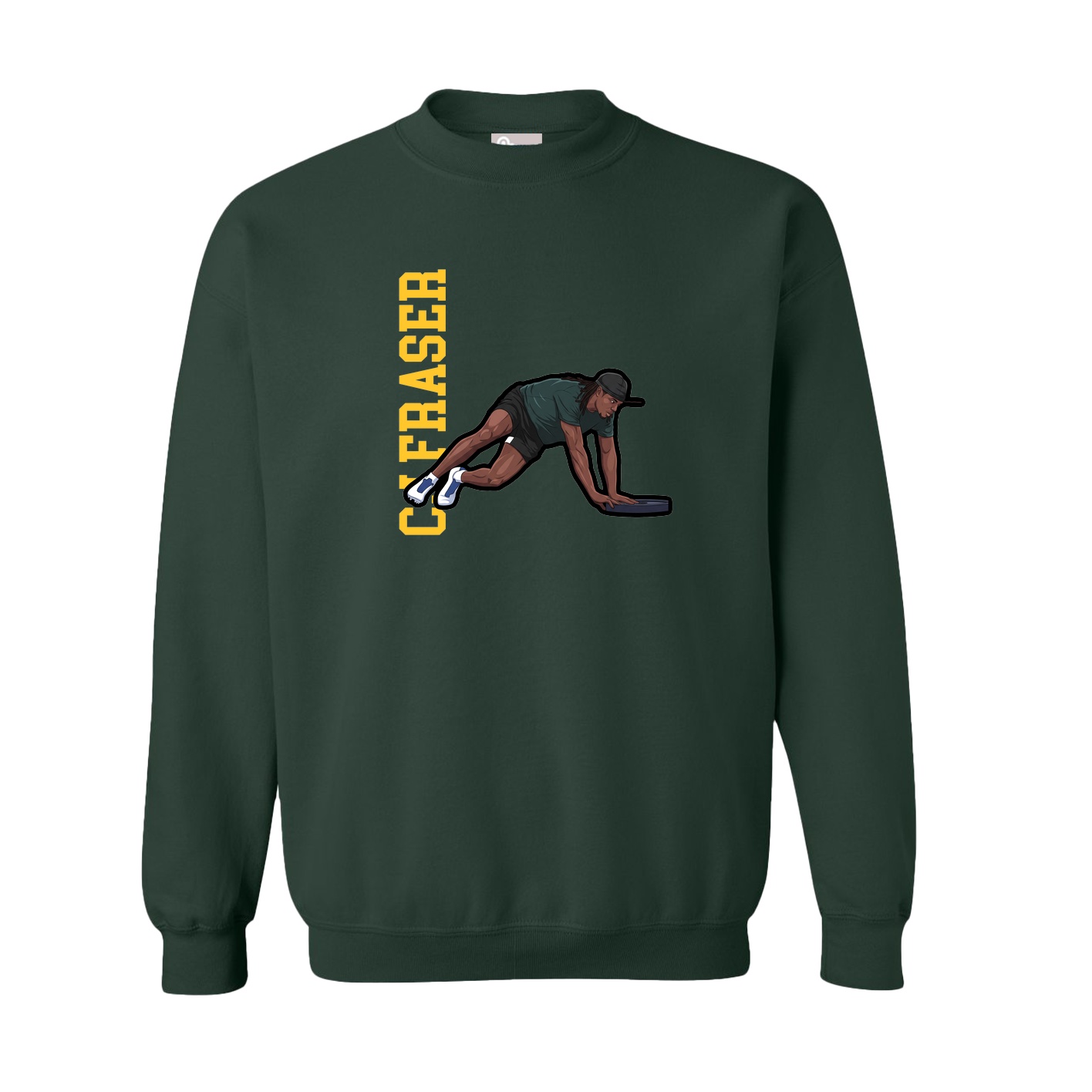 Fleece Crew — Name Vertical in Green