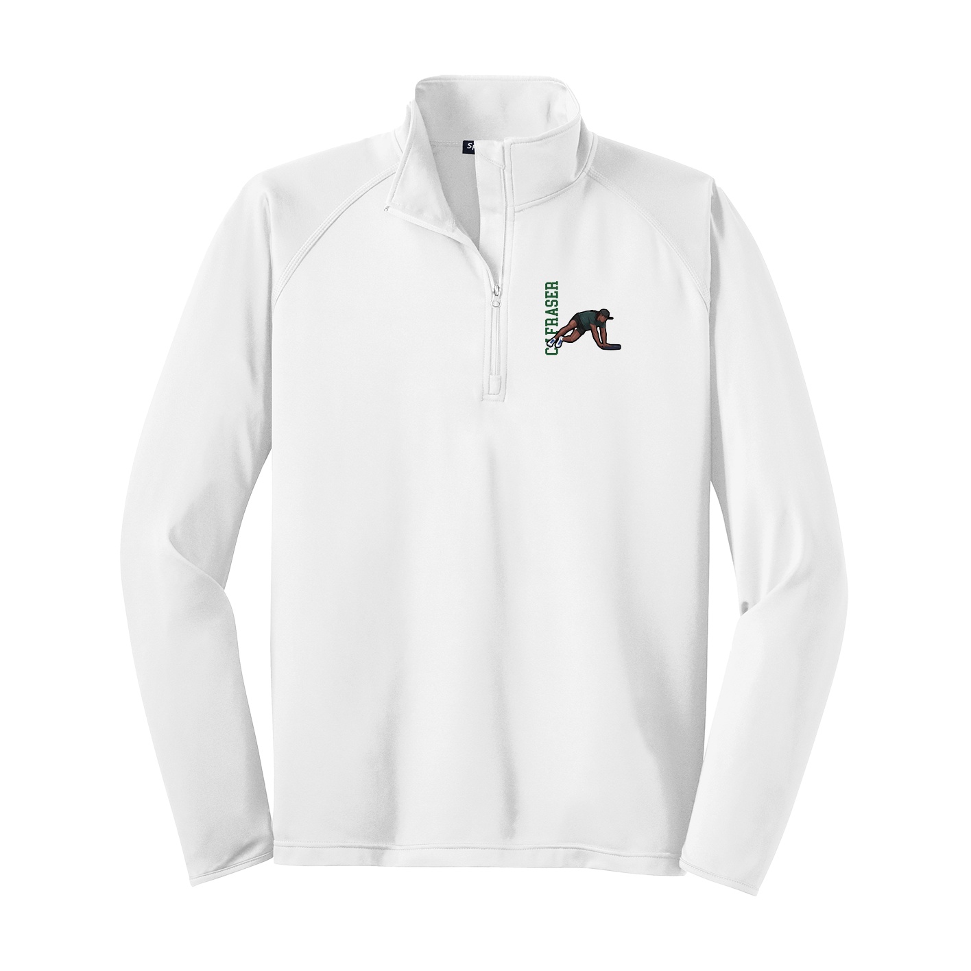 Q-Zip Pullover — Name Vertical in White
