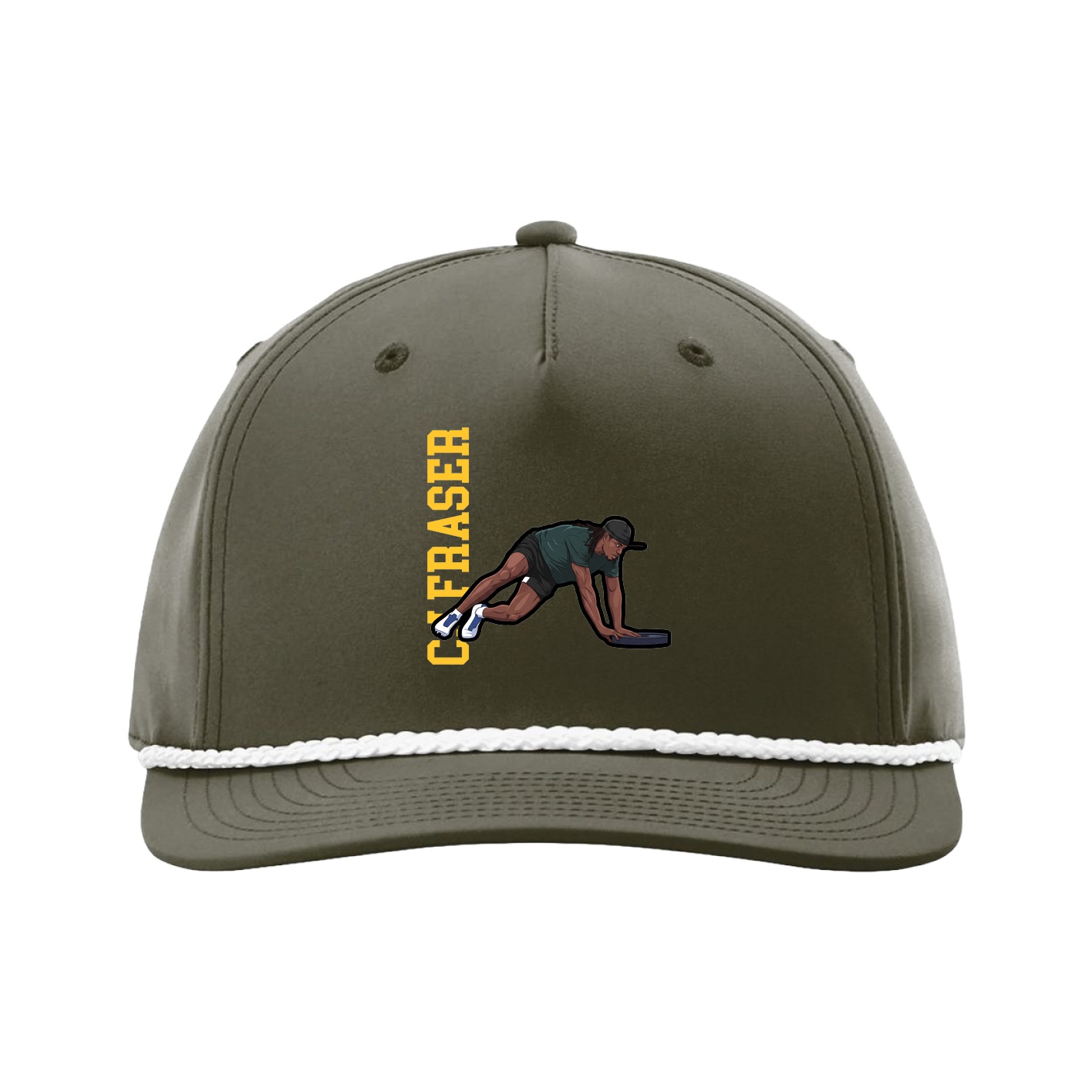 Five-Panel Classic Rope Cap — Name Vertical in Green