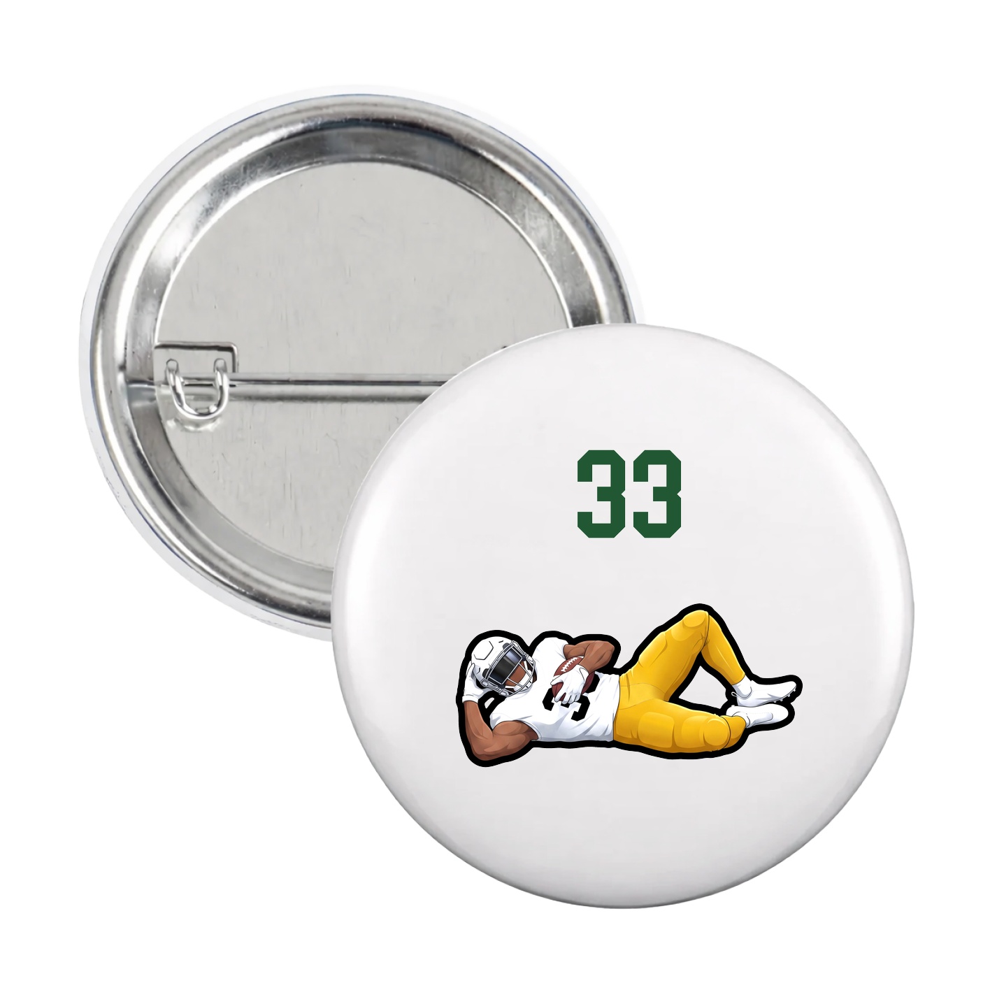 Game Day Button — Number Top in White