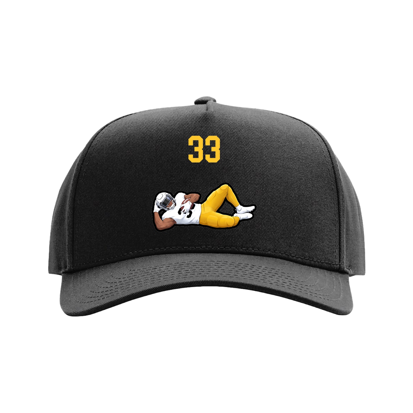 Full Fabric Five-Panel Champ Cap — Number Top in Black