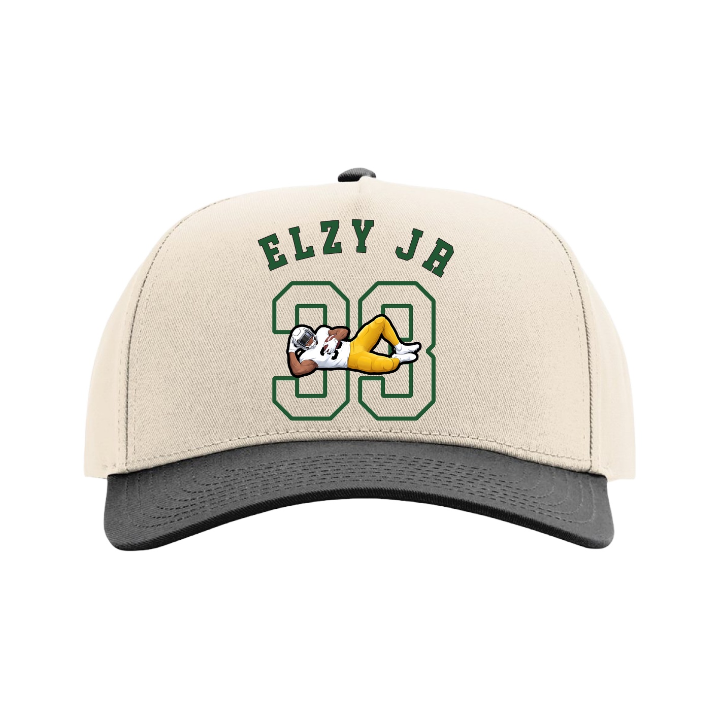 Full Fabric Five-Panel Champ Cap — Shirsey Arch in Cream/Black