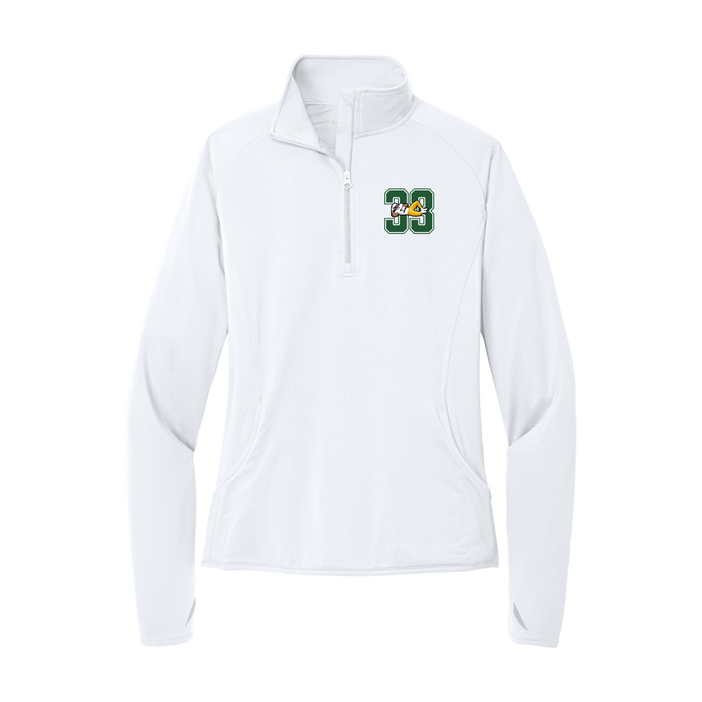 Women's Q-Zip Pullover — Number in White
