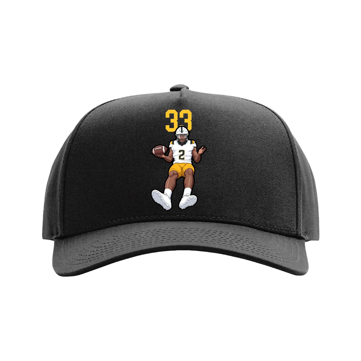 Full Fabric Five-Panel Champ Cap — Number Top in Black