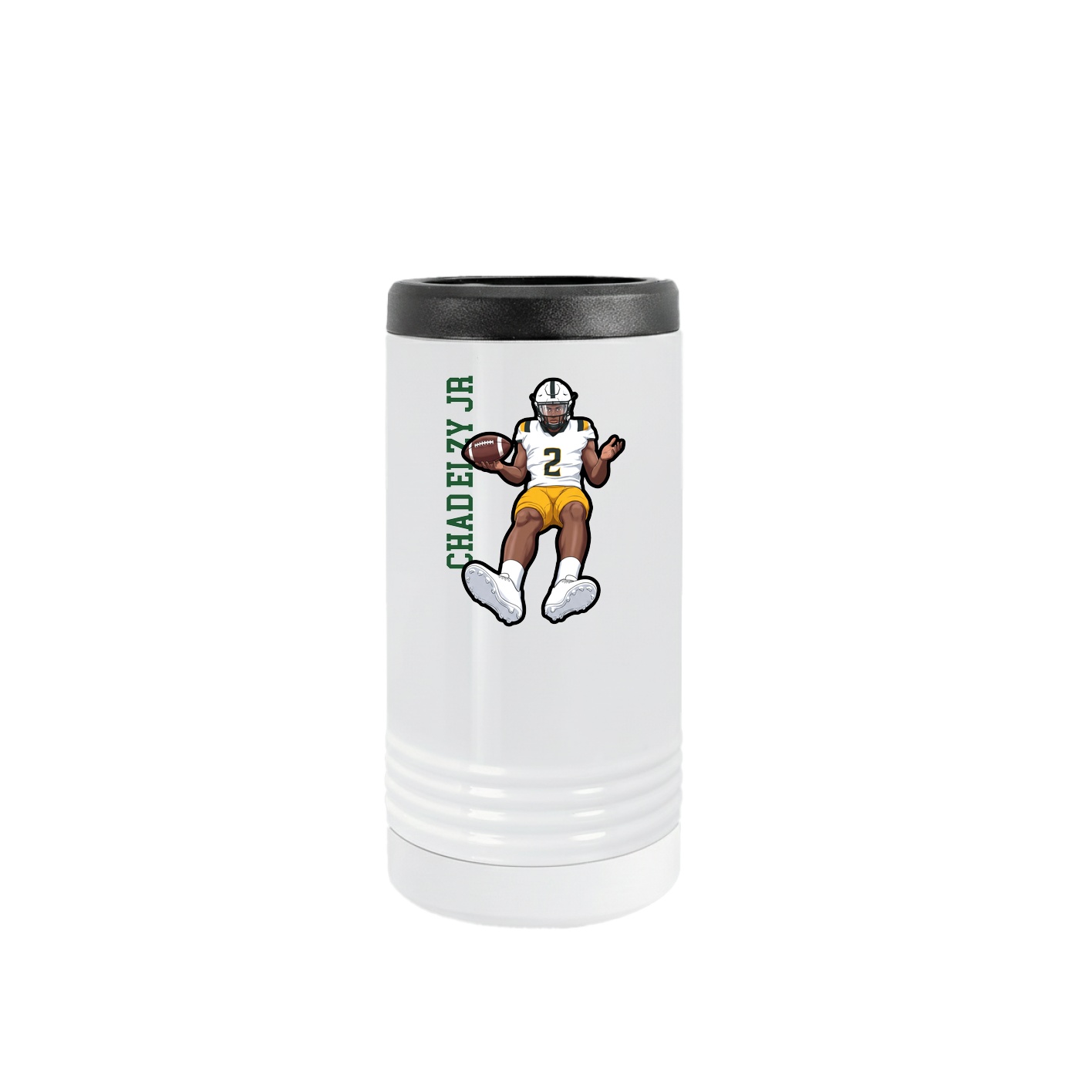 Slim Beverage Holder — Name Vertical in White