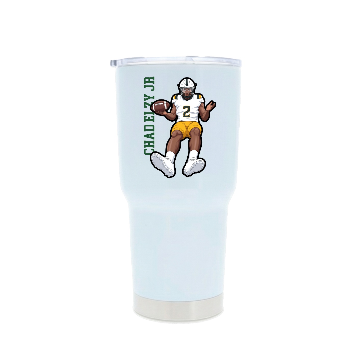 30oz Stainless Steel Tumbler — Name Vertical in White