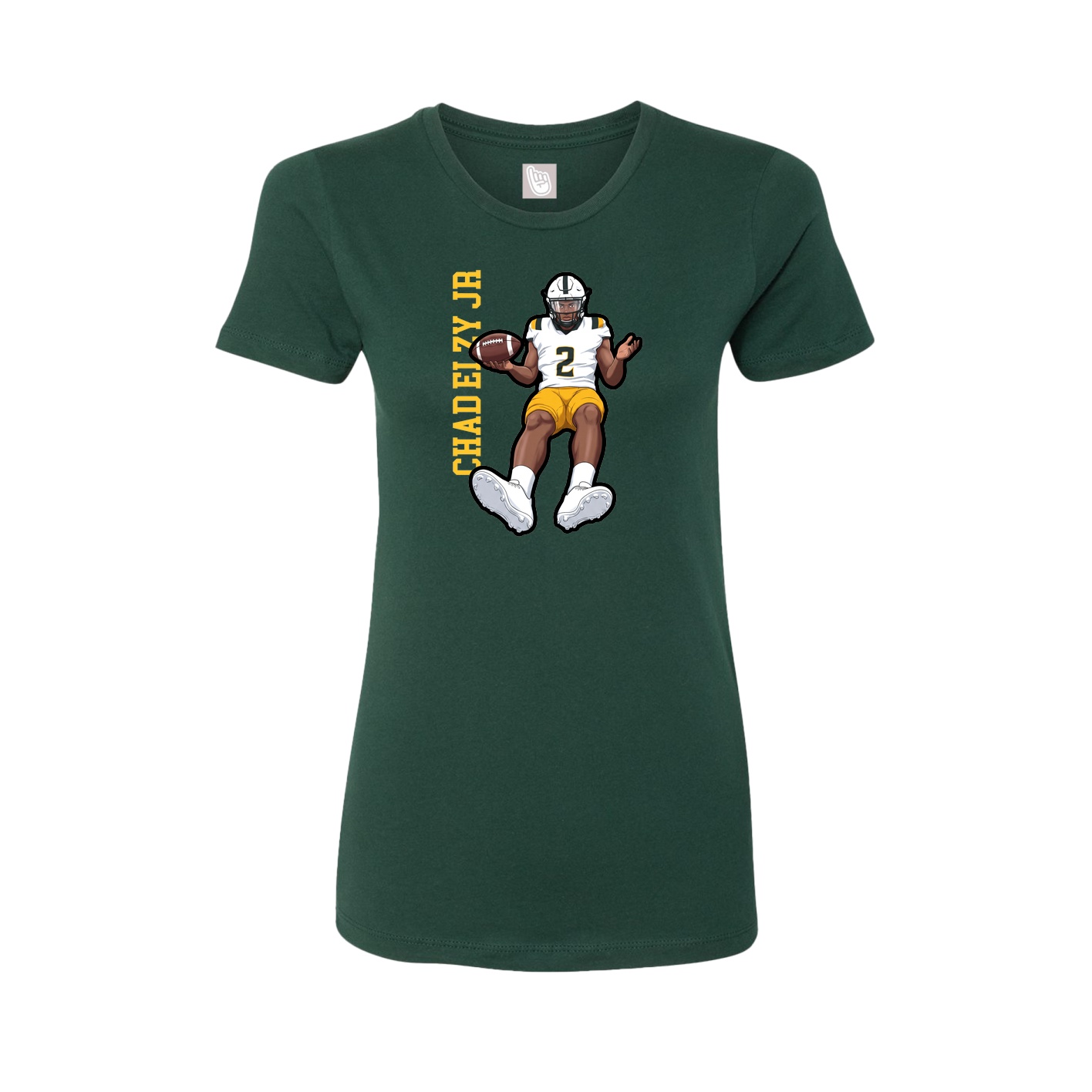 Womens Tee — Name Vertical in Green