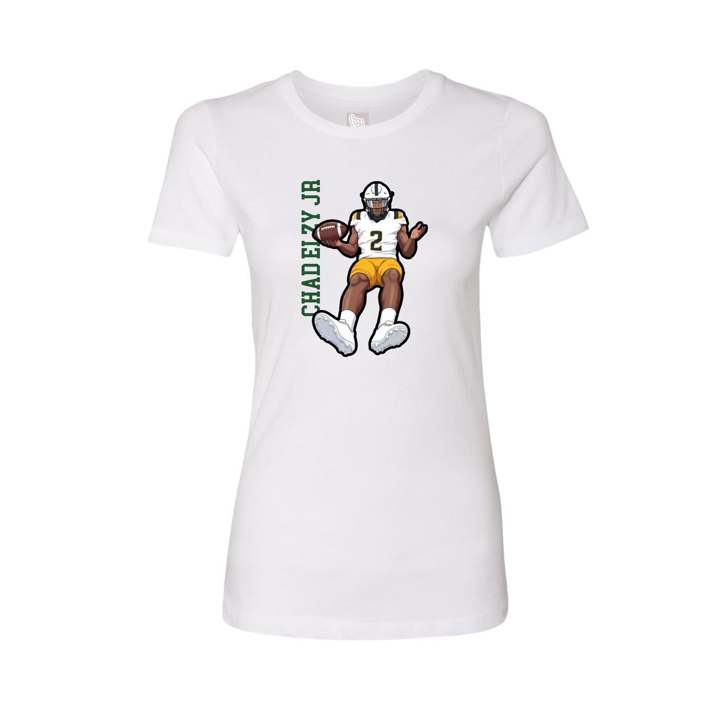 Womens Tee — Name Vertical in White