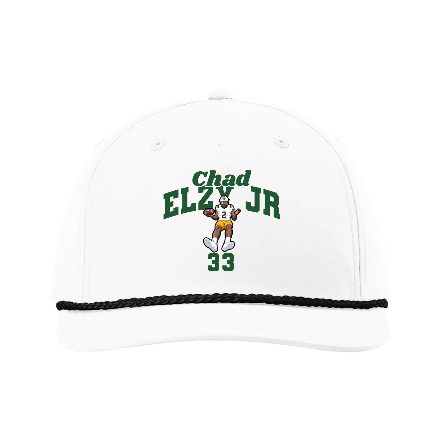 Five-Panel Classic Rope Cap — Signature Arch in White