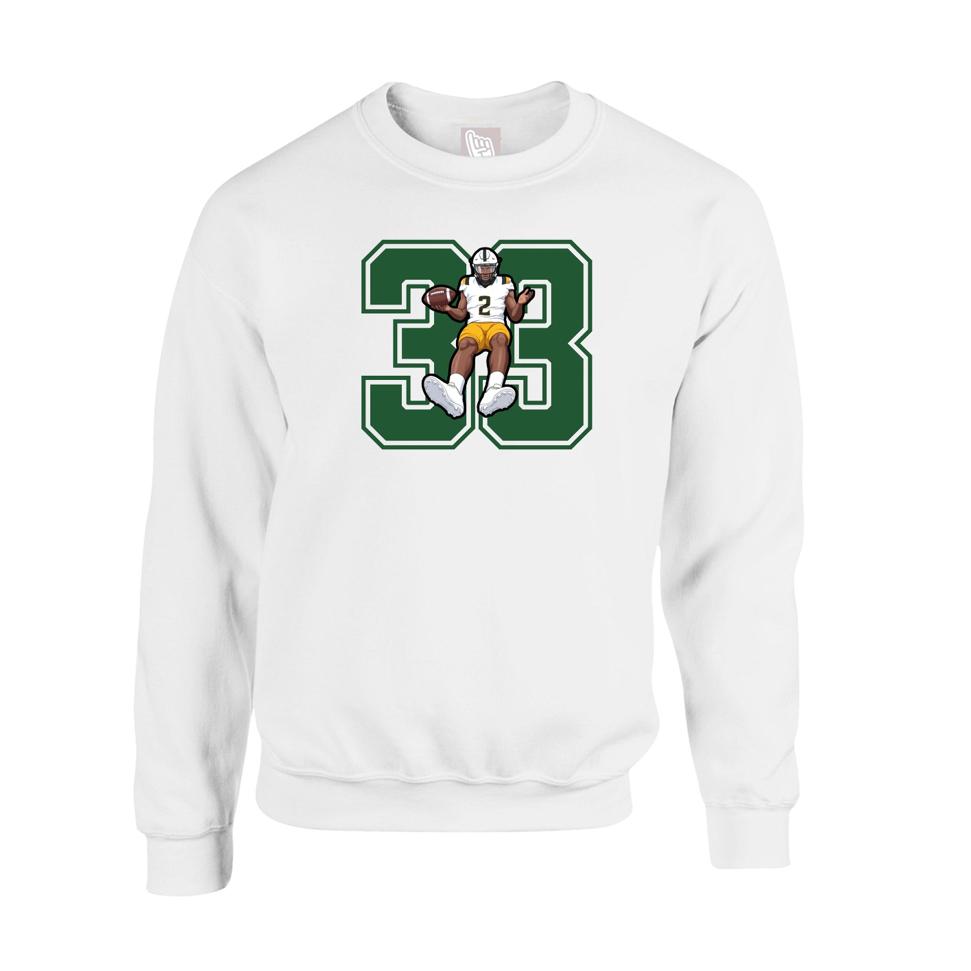 Fleece Crew — Number in White