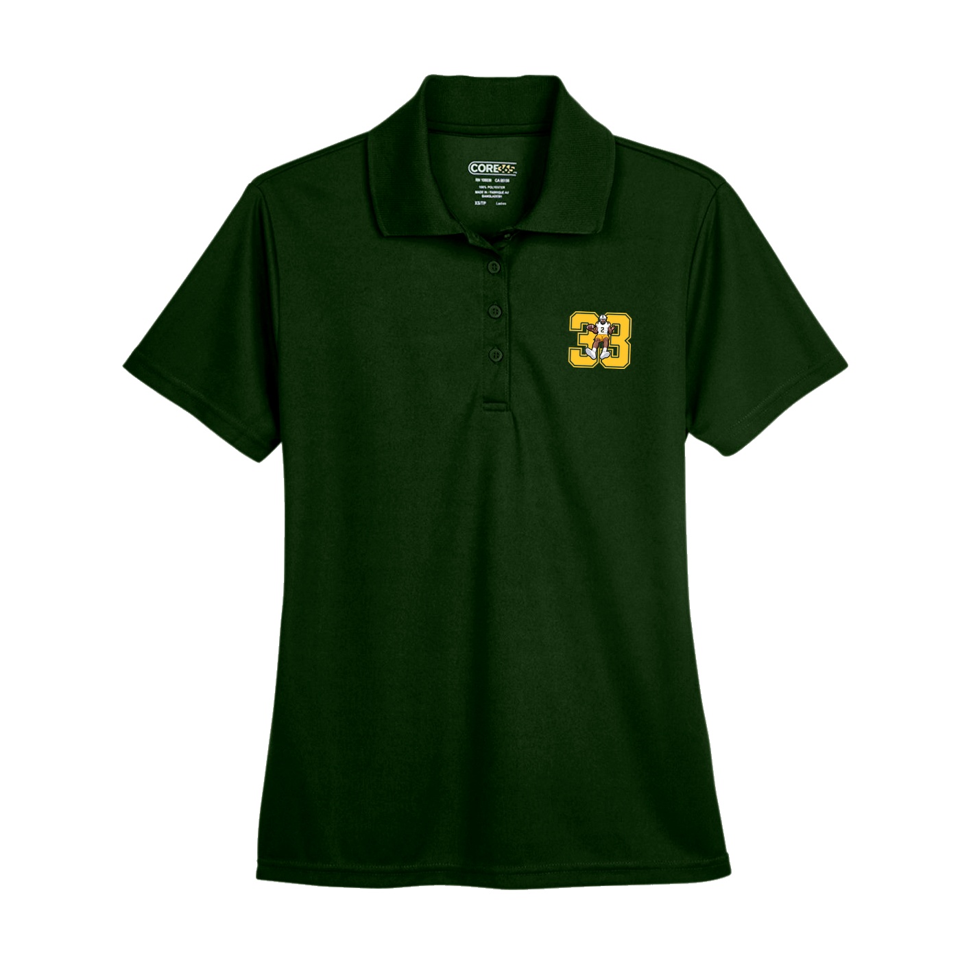 Womens Performance Polo — Number in Green