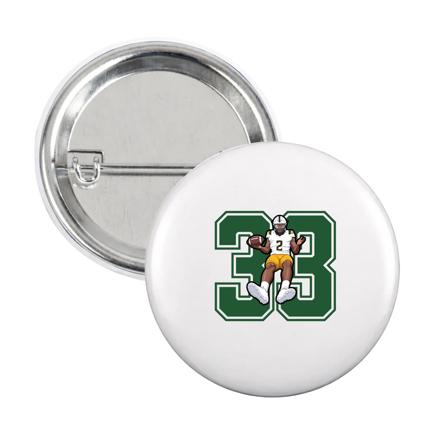 Game Day Button — Number in White