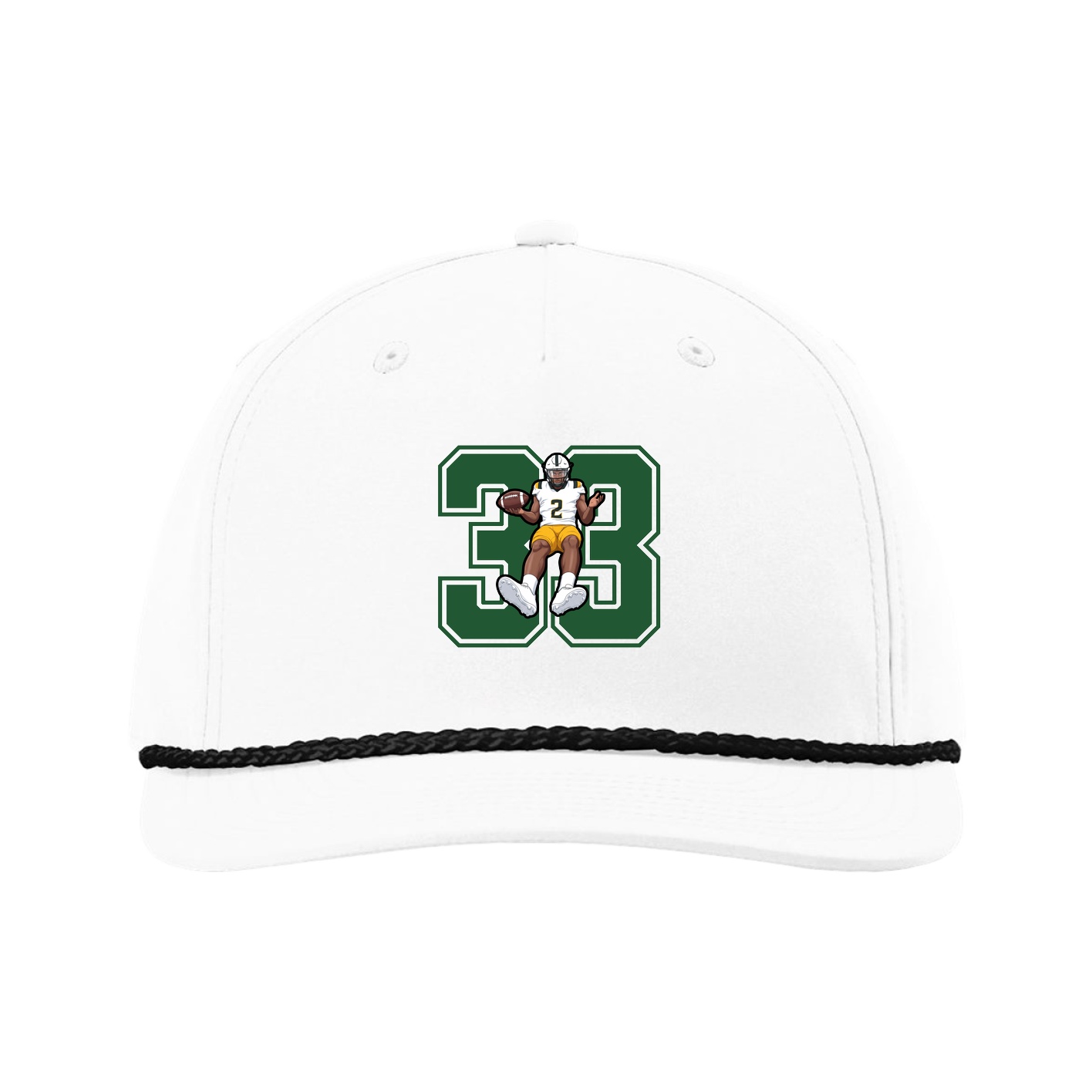 Five-Panel Classic Rope Cap — Number in White