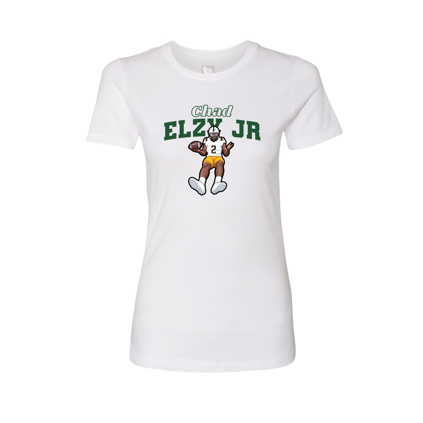 Womens Tee — Name Arch in White