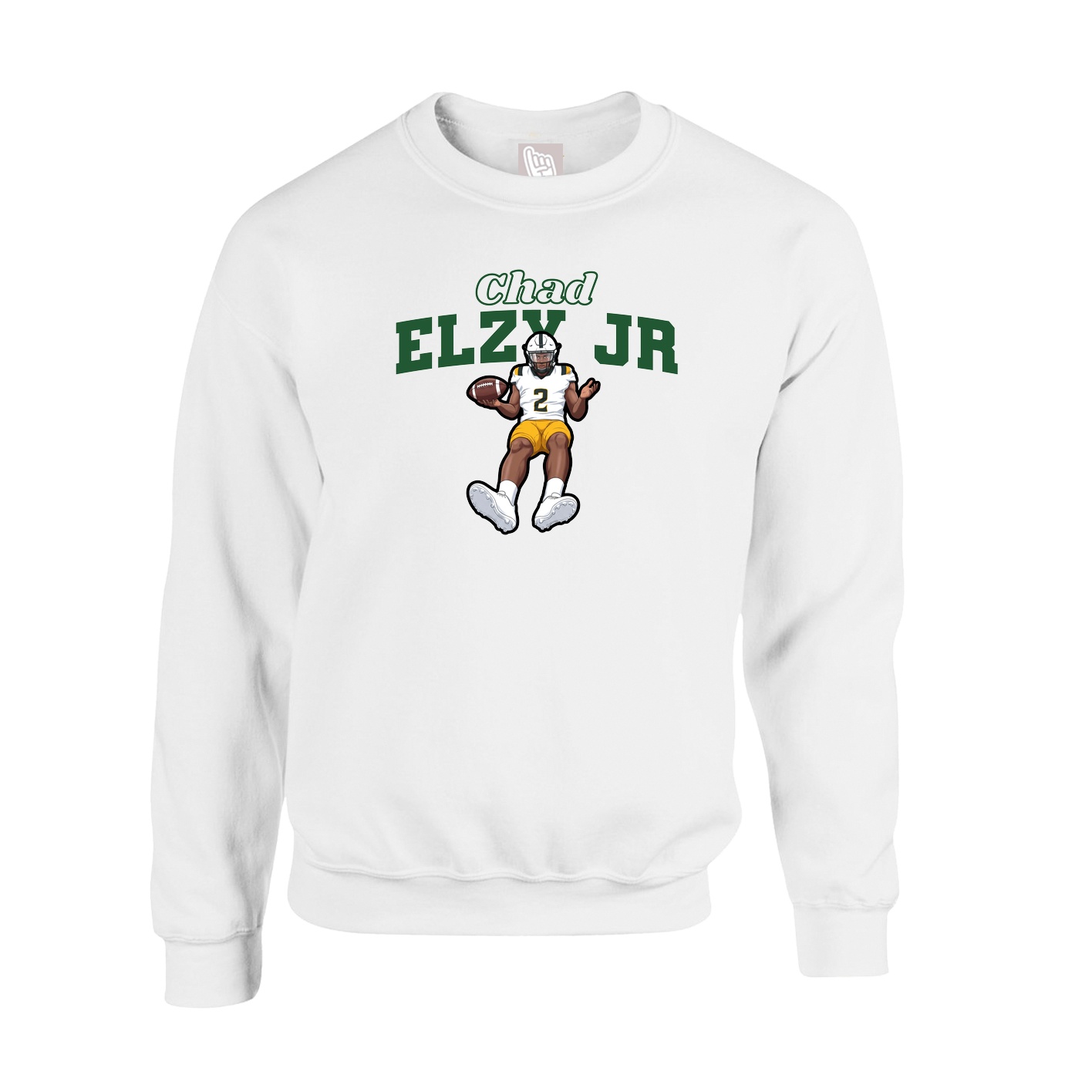 Fleece Crew — Name Arch in White
