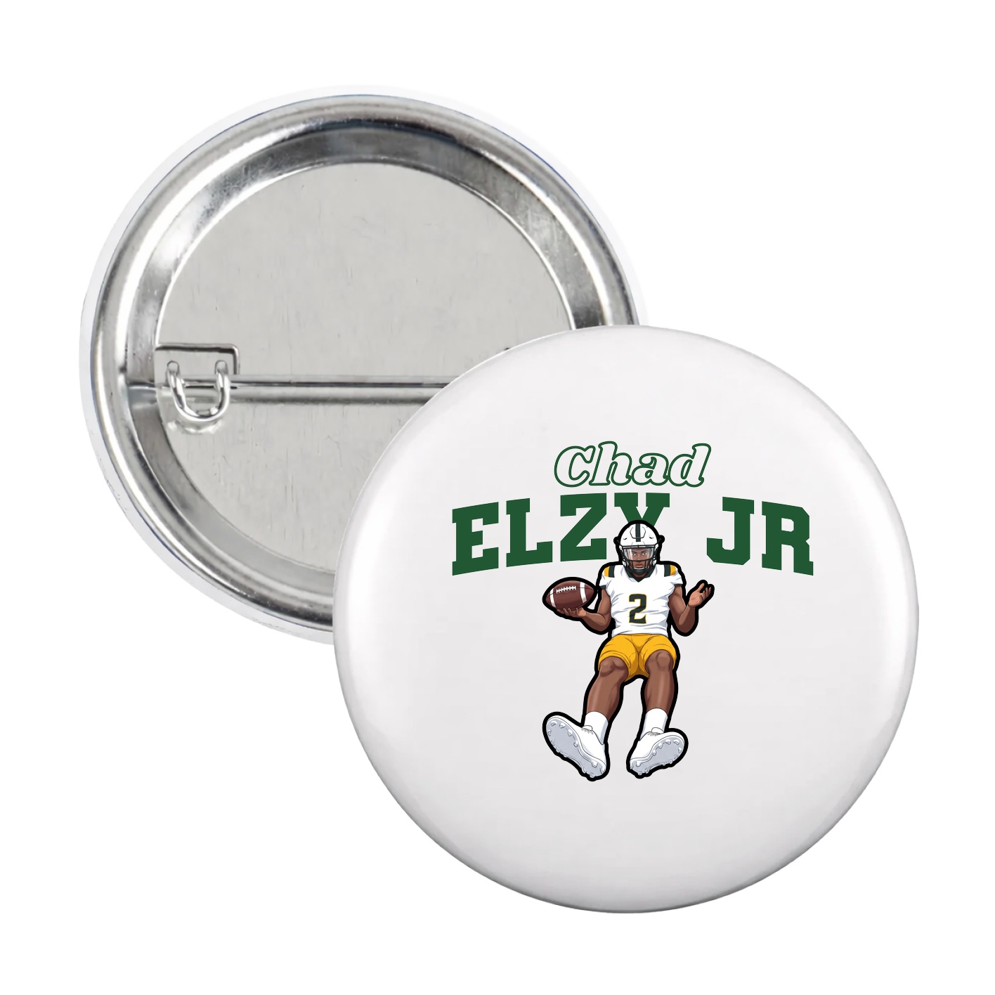 Game Day Button — Name Arch in White