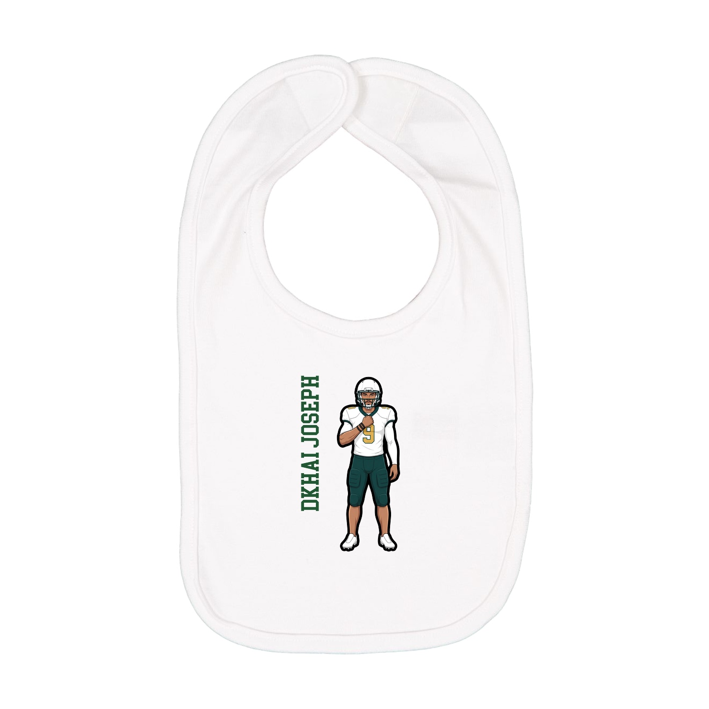 Infant Bib — Name Vertical in White