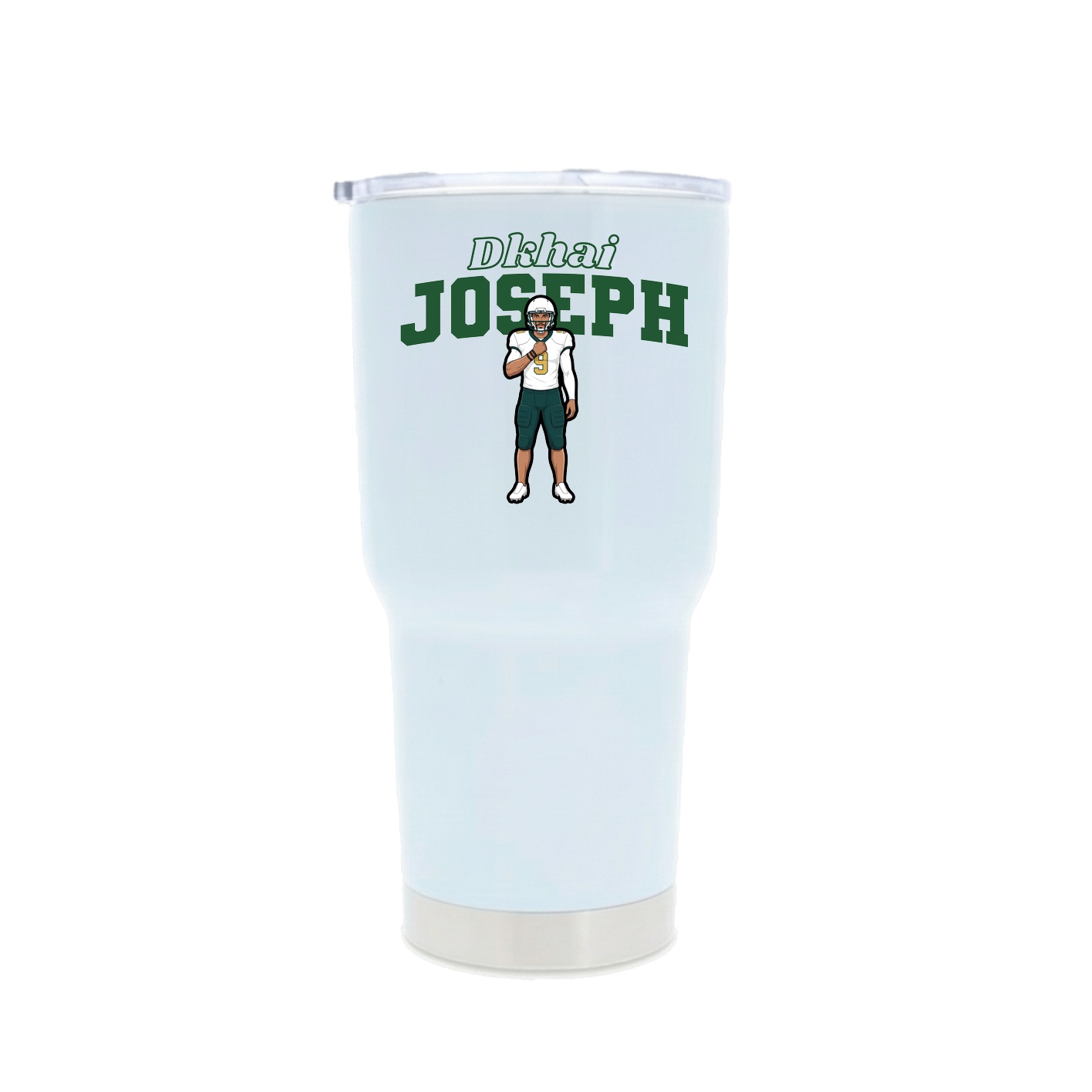 30oz Stainless Steel Tumbler — Name Arch in White