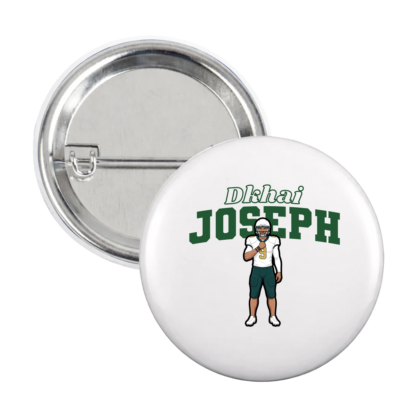 Game Day Button — Name Arch in White