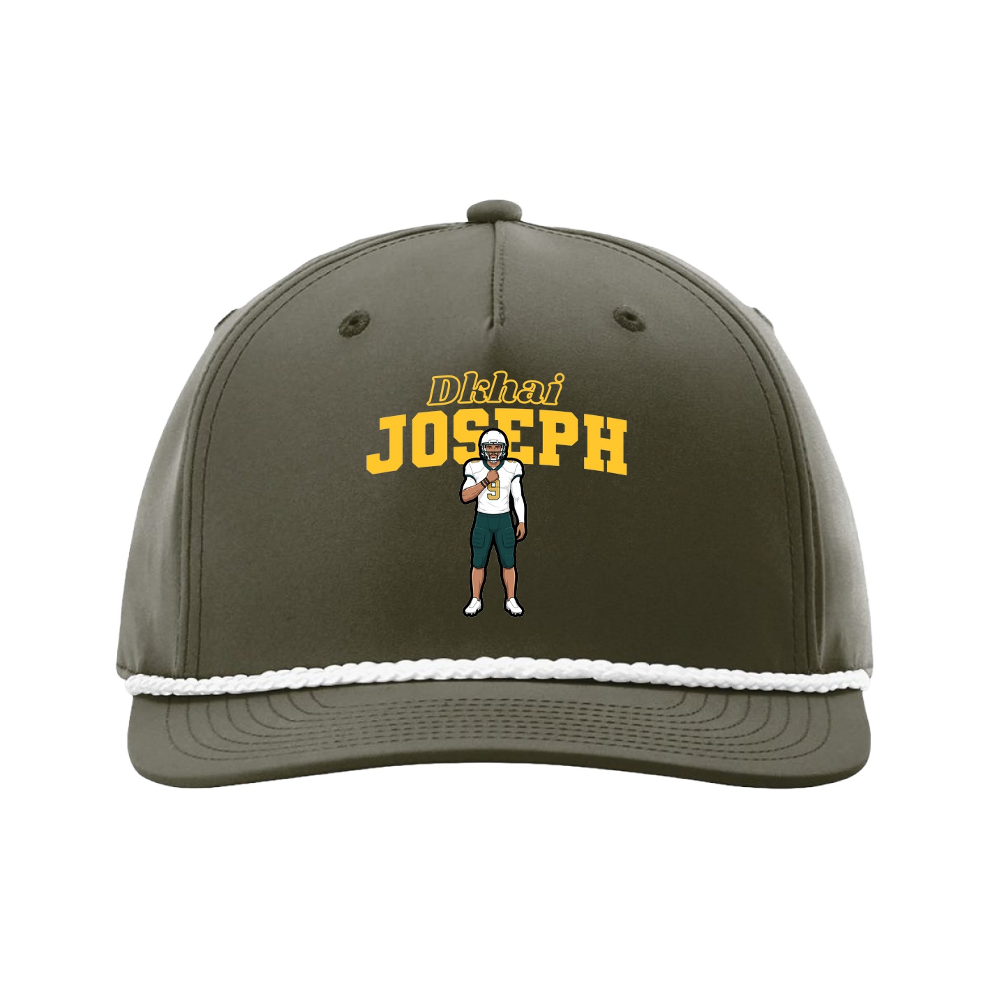 Five-Panel Classic Rope Cap — Name Arch in Green