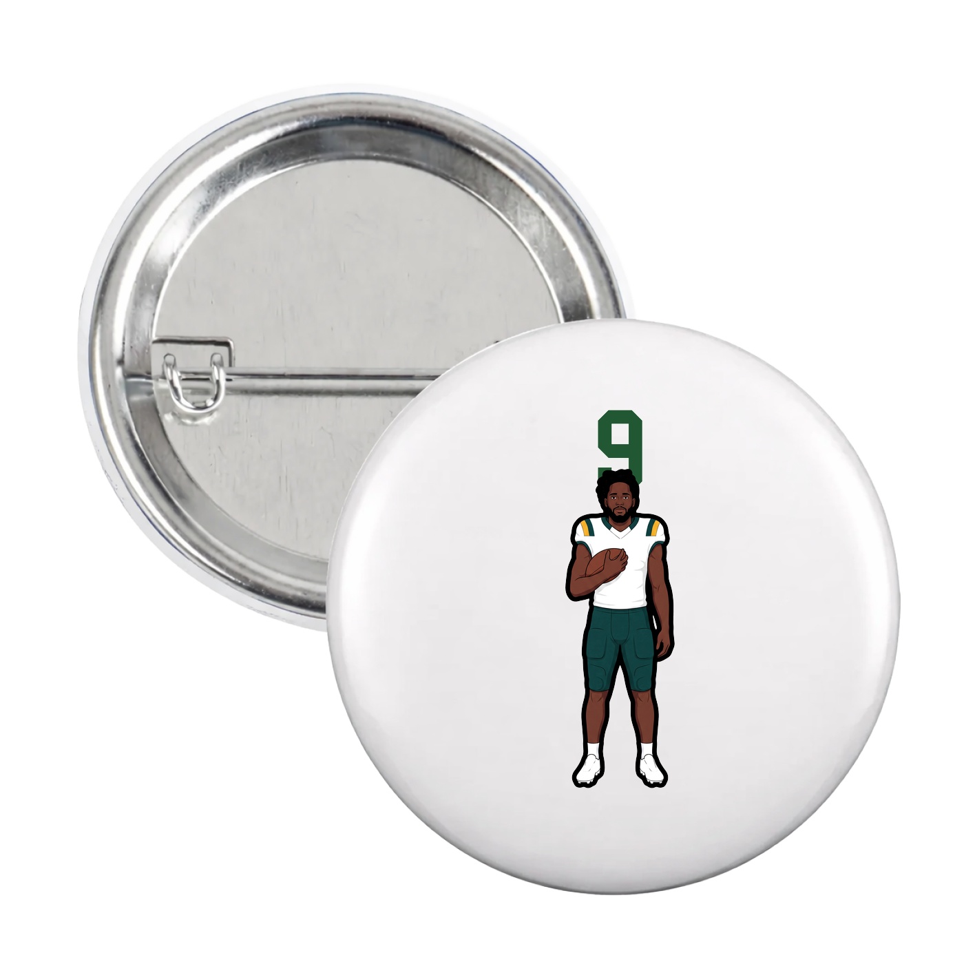 Game Day Button — Number Top in White