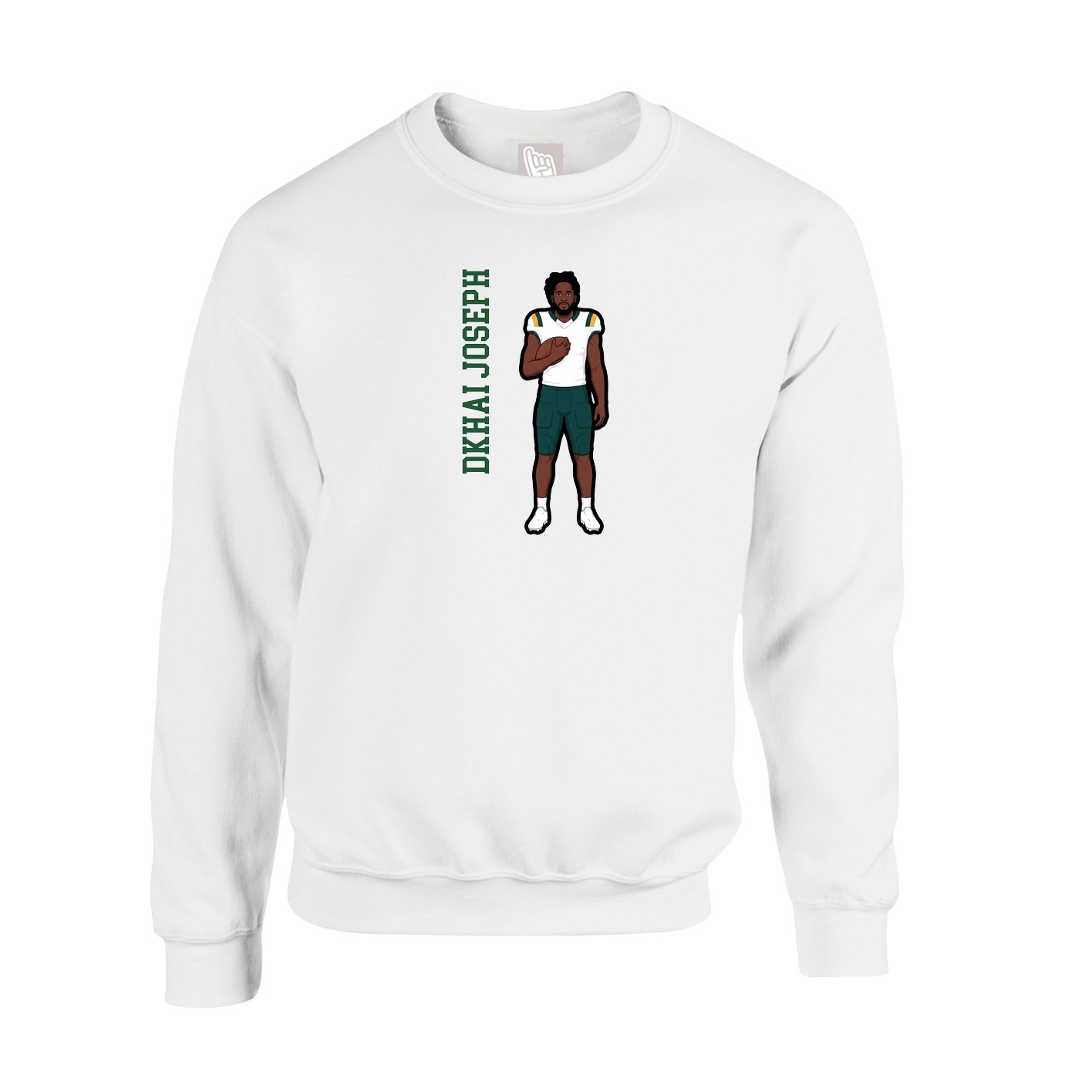 Fleece Crew — Name Vertical in White