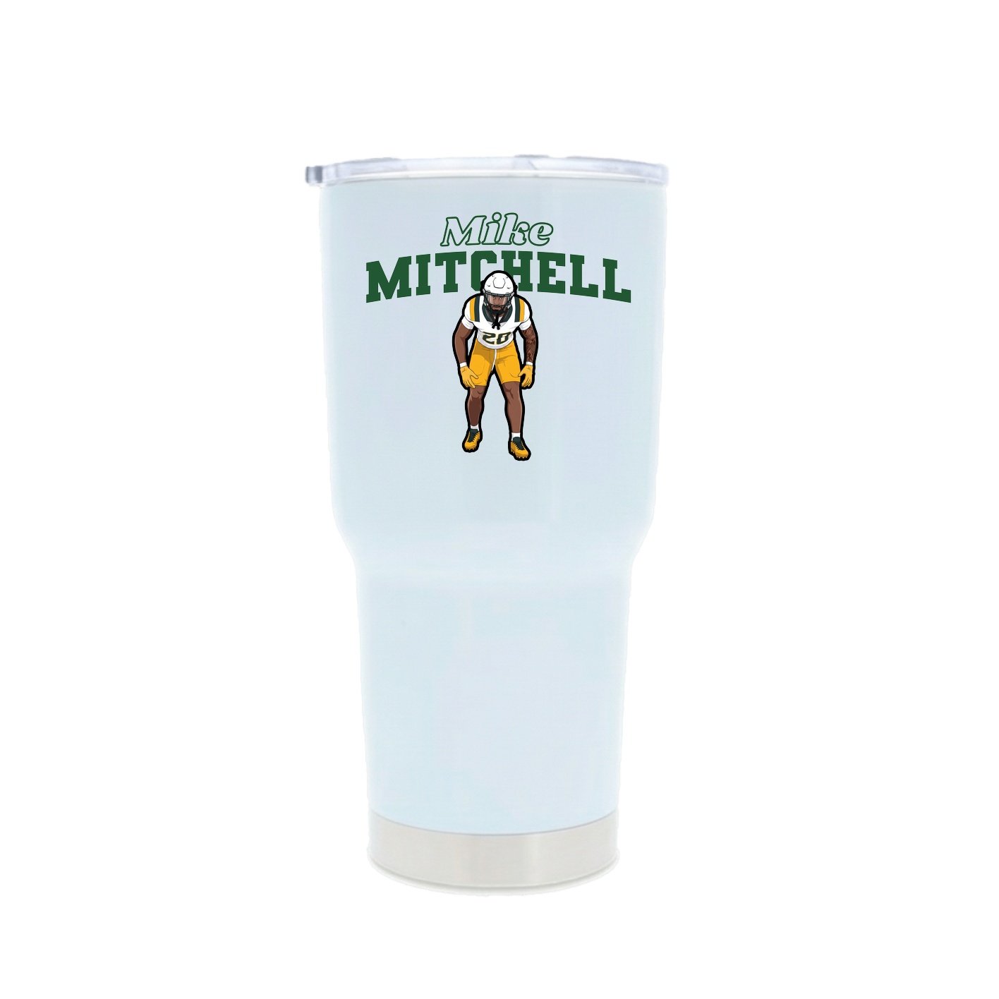 30oz Stainless Steel Tumbler — Name Arch in White
