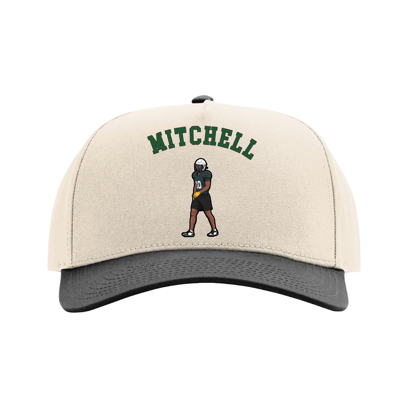 Full Fabric Five-Panel Champ Cap — Shirsey Arch in Cream/Black