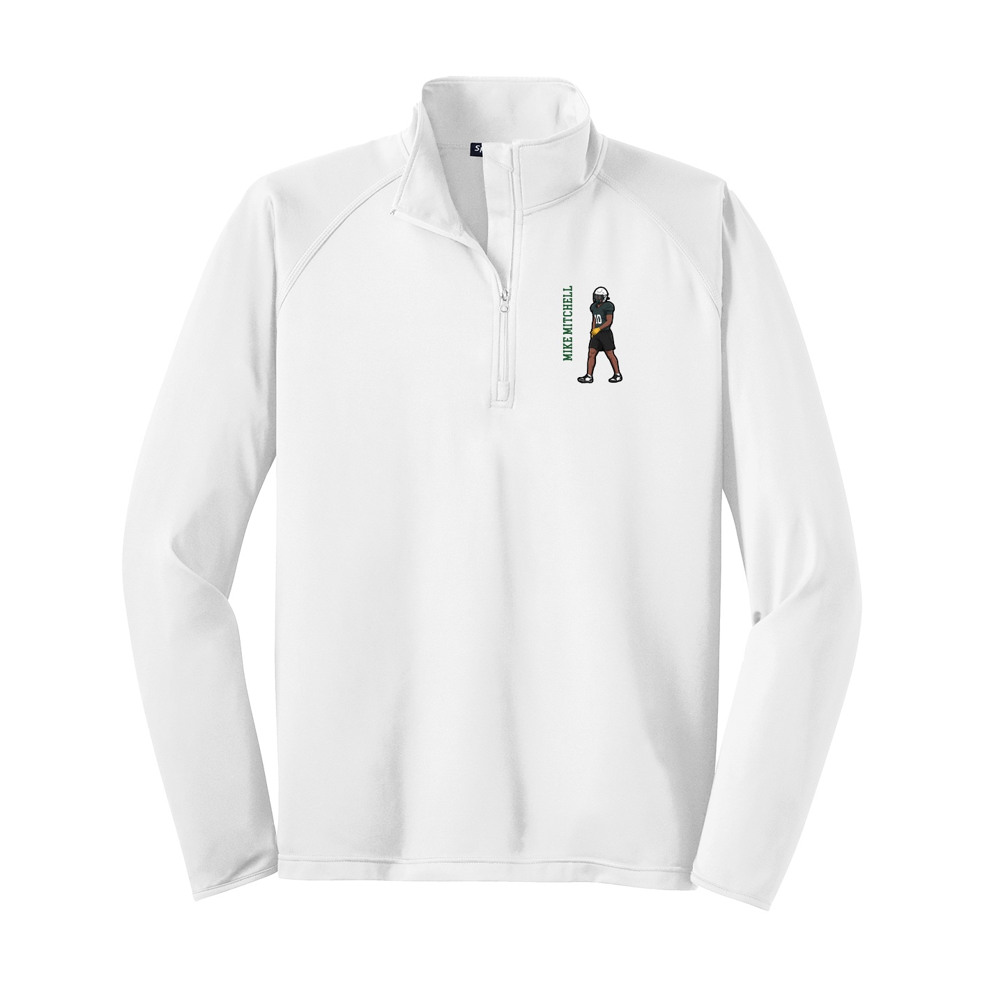 Q-Zip Pullover — Name Vertical in White